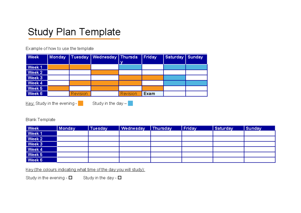 Study plan template 03 - Study Plan Template Example of how to use the ...