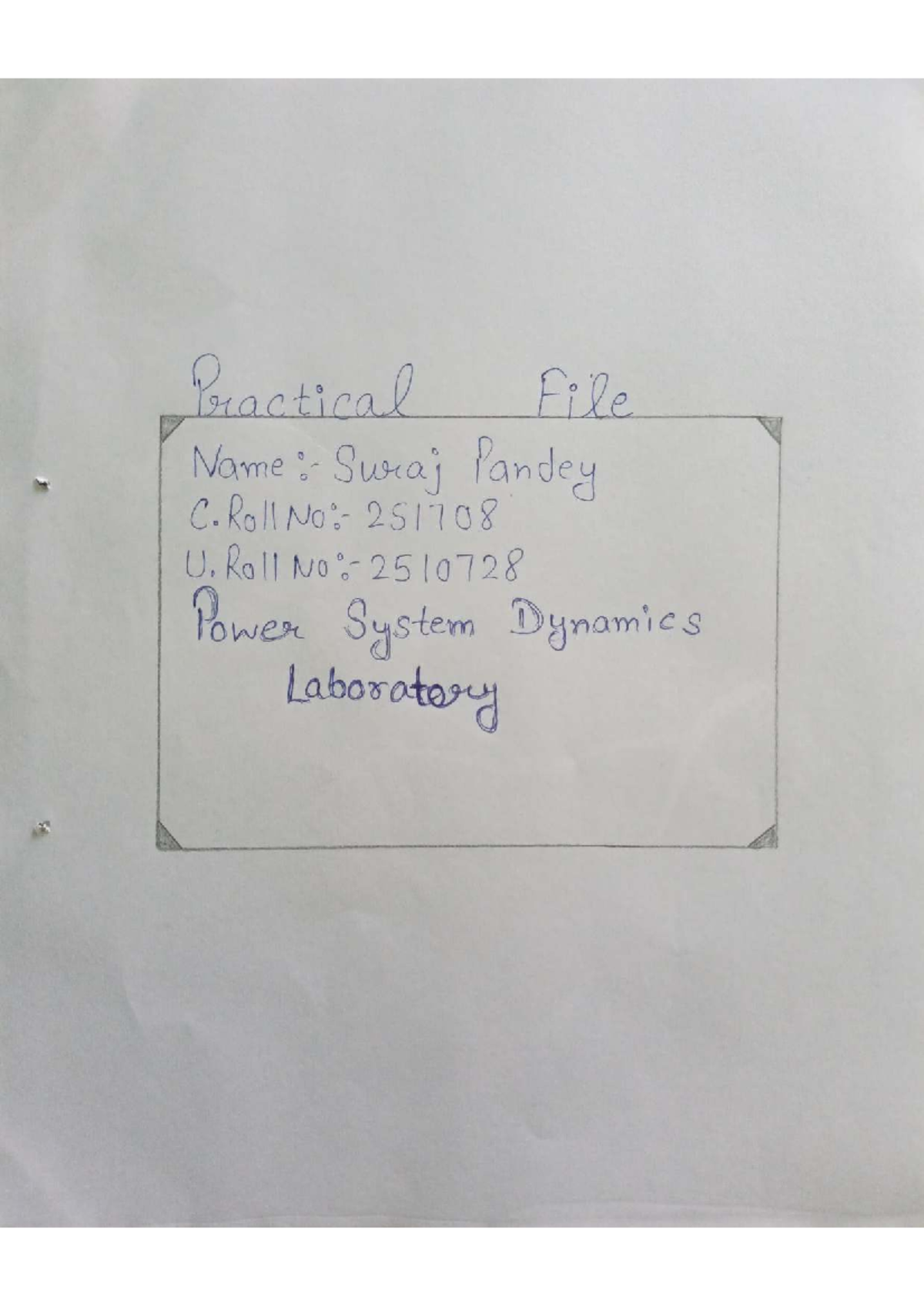 Power System Dynamics Lab Practical File C. 251708 U - Studocu