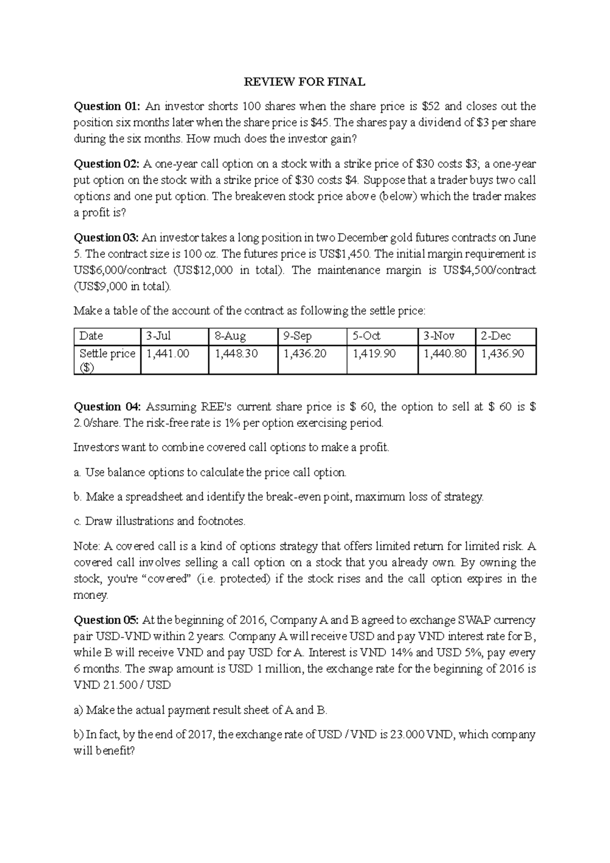 20241203-Midterm Review for Final Exam in Finance - Studocu