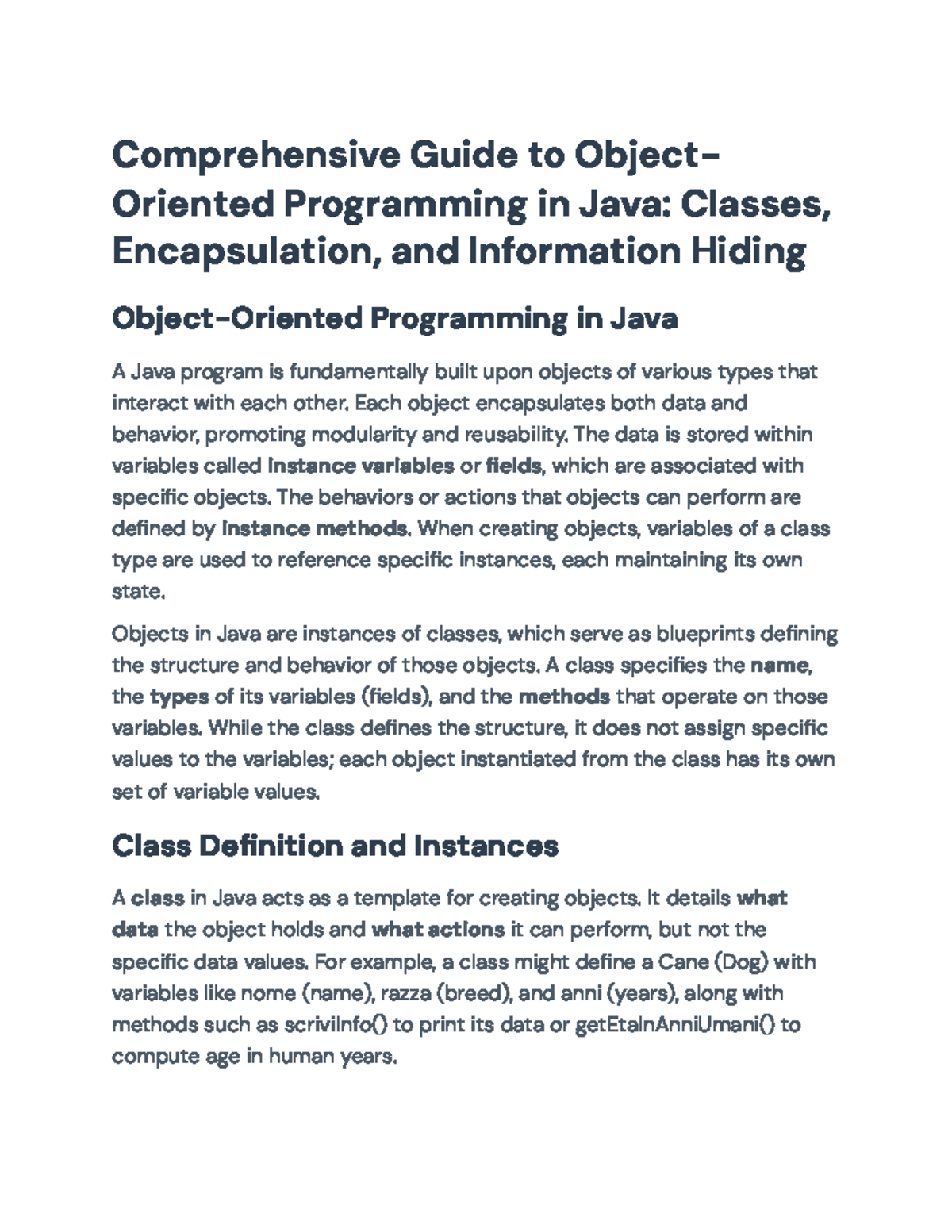 Comprehensive Guide to OOP in Java (CS101): Classes, Encapsulation ...