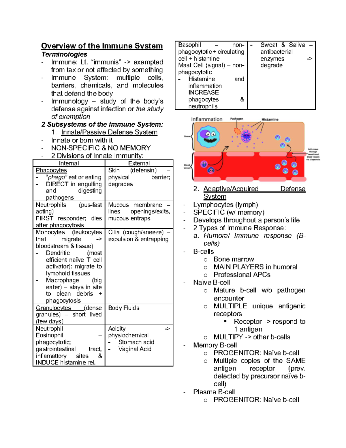 Immunolab Notes - IMMUNOLOGY: Overview of the Immune System - Studocu