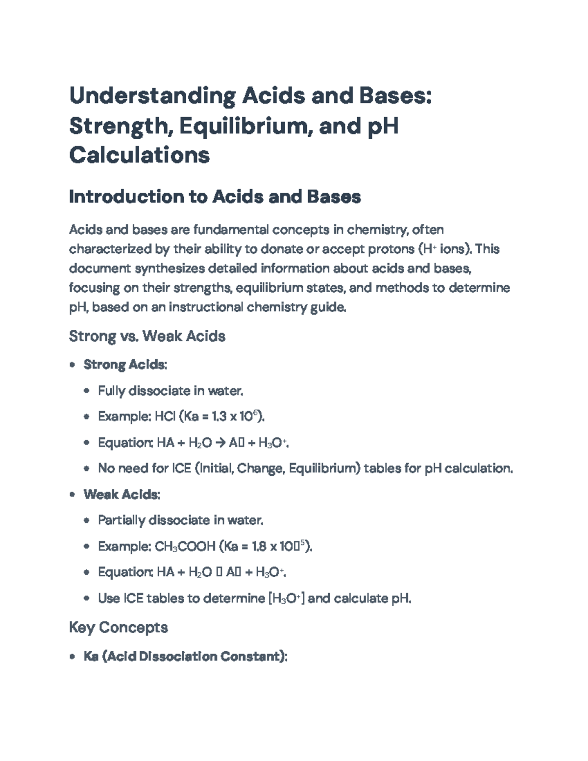 Understanding Acids and Bases: Strength, Equilibrium, and pH ...