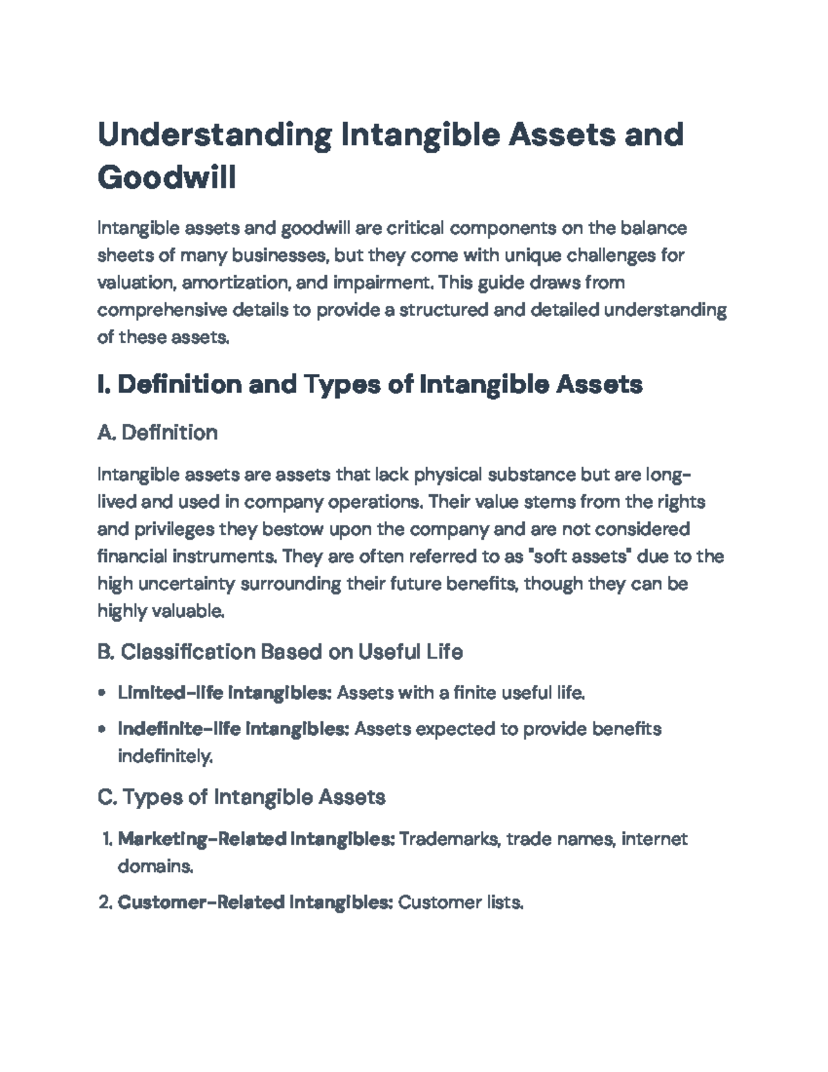 Understanding Intangible Assets and Goodwill: A Comprehensive Guide ...