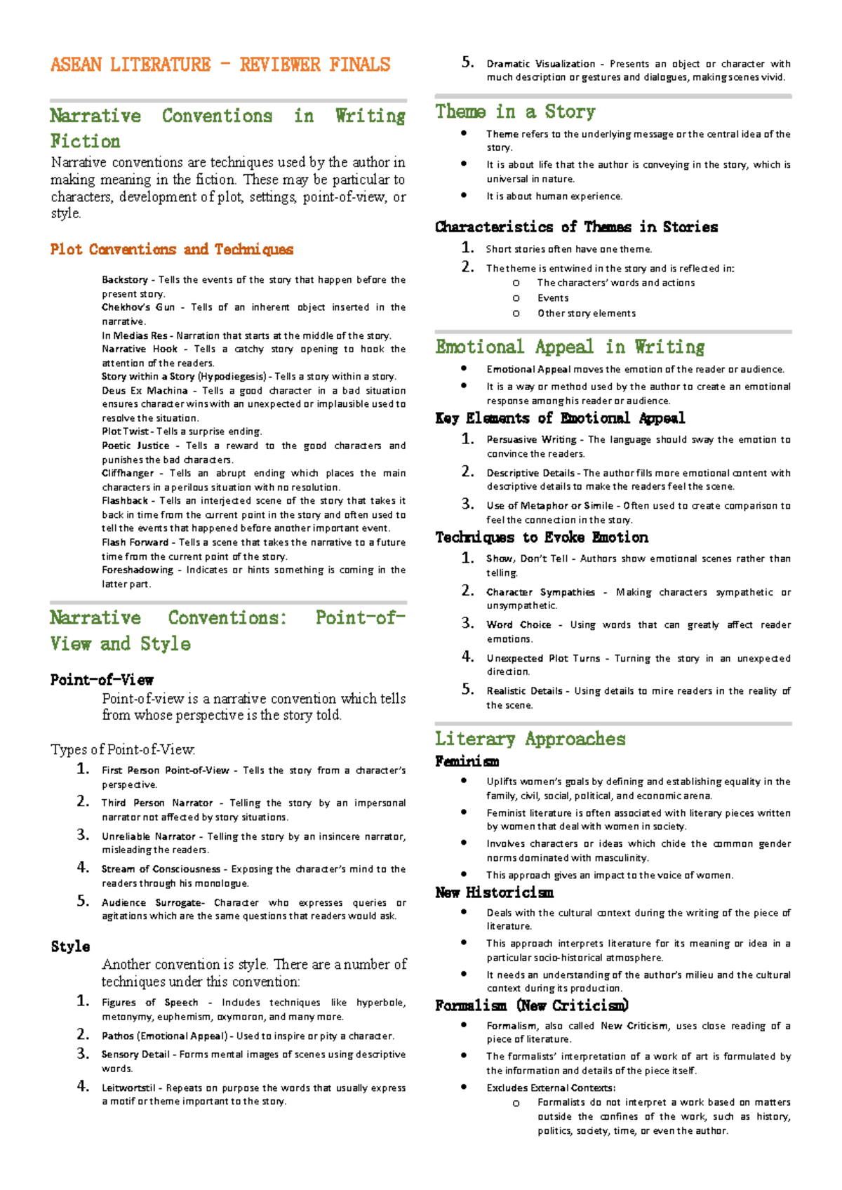 ASEAN Literature Review for Final Exam: Key Concepts & Techniques - Studocu