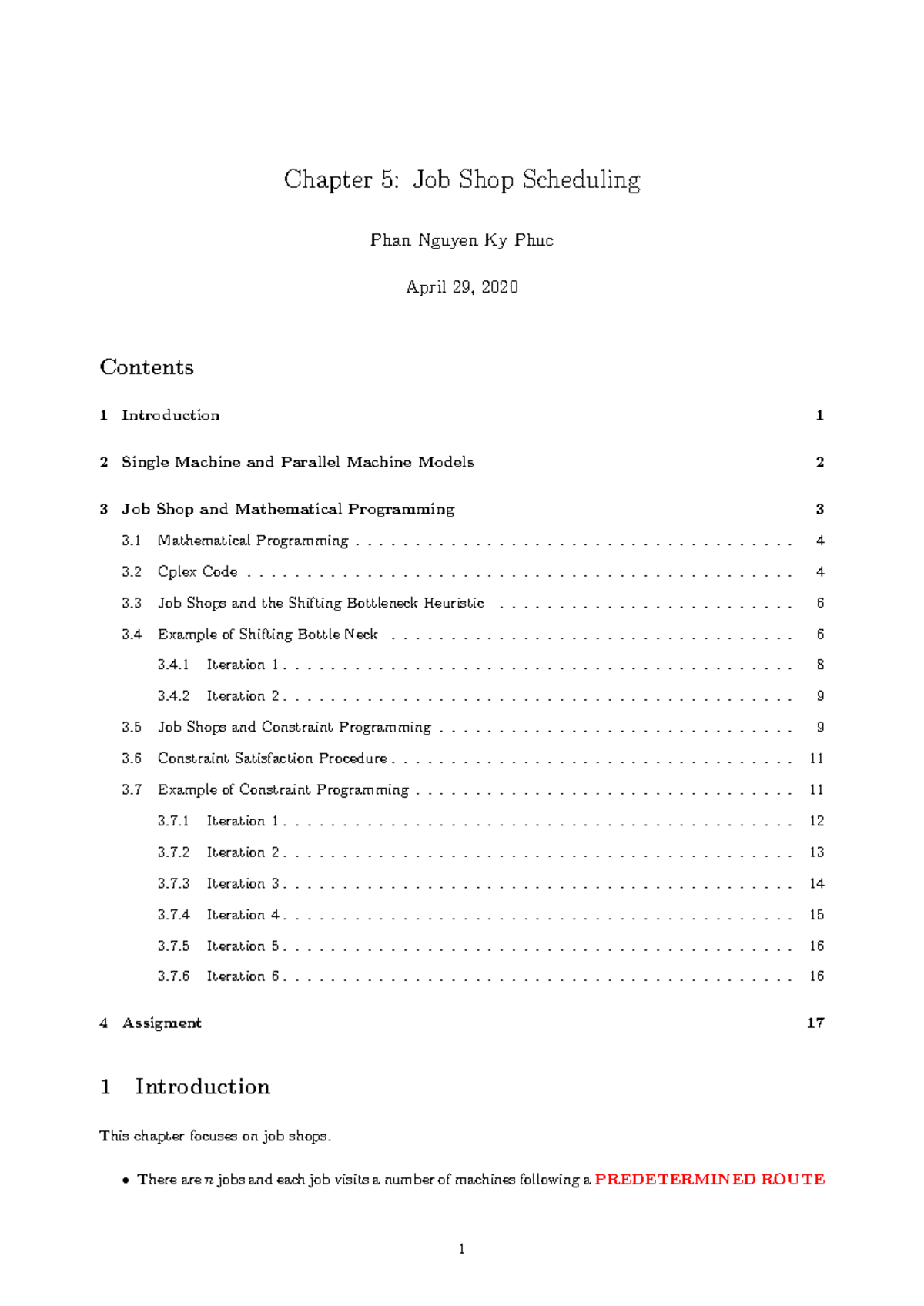Job Shop Scheduling: Cplex Code & Mathematical Models - Ch 5 Notes ...