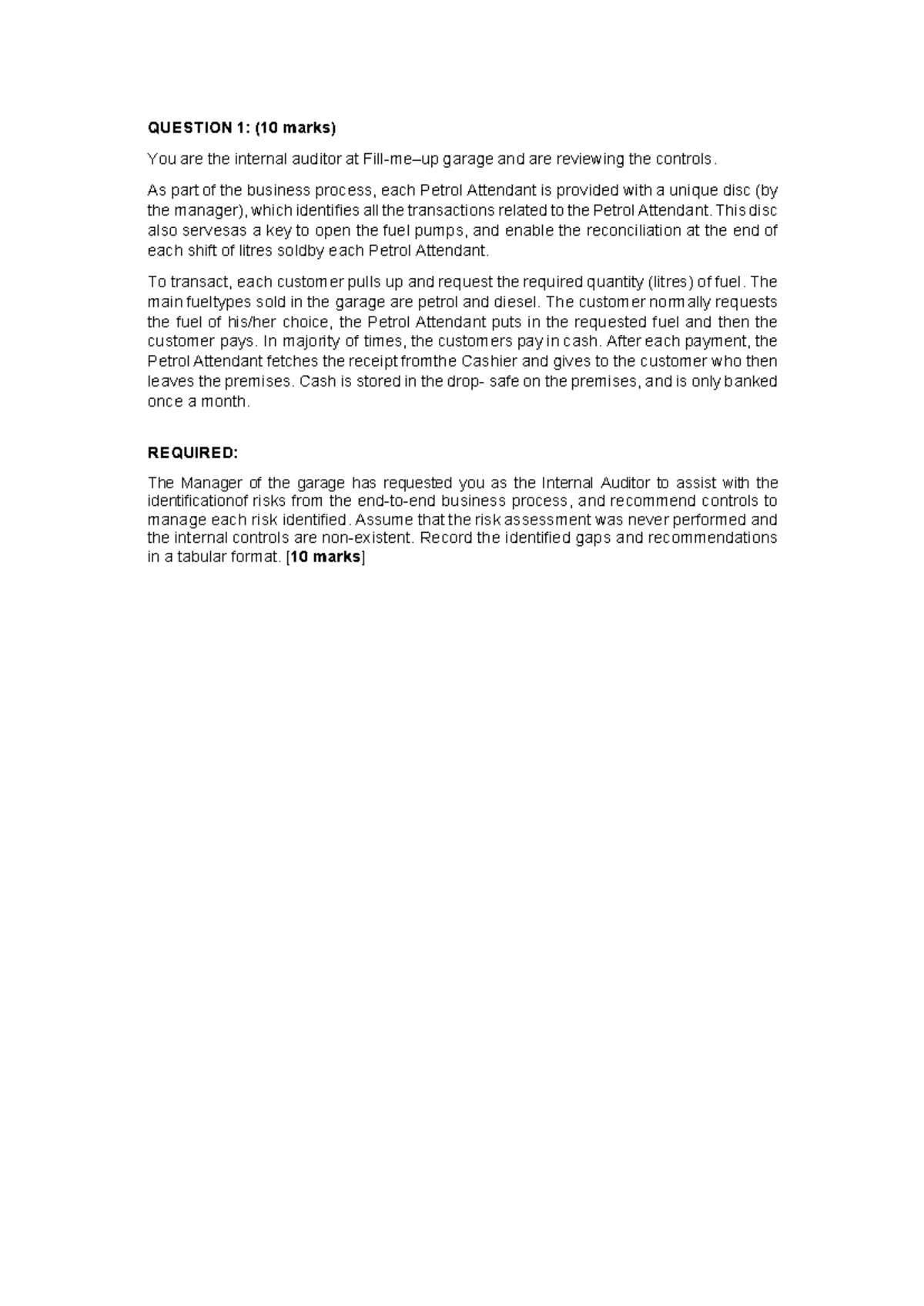 June Practise Questions for Internal Audit - Q&A Insights - Studocu