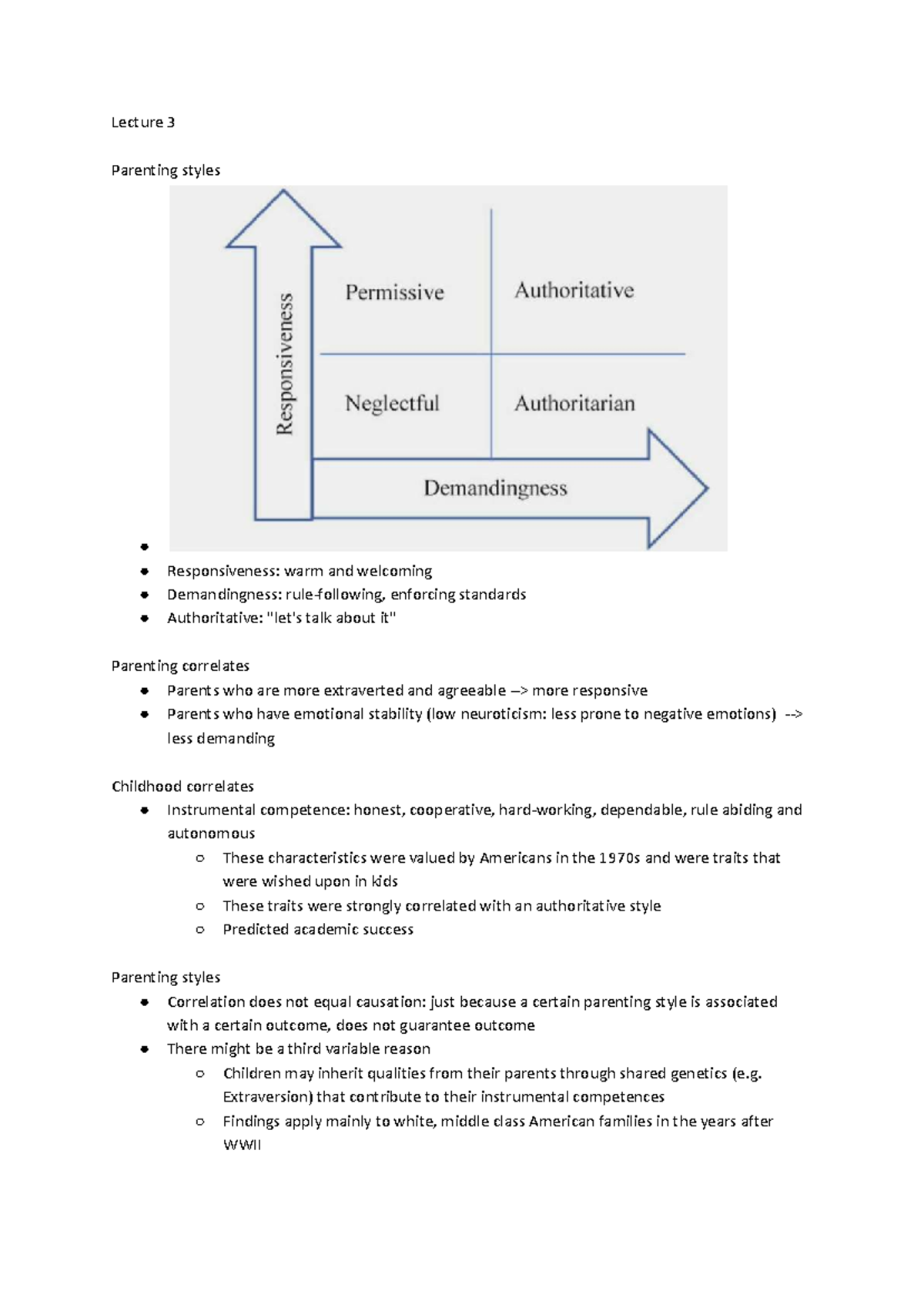 PSYB30 Lecture 3 - Parenting Styles and Their Impact on Development ...