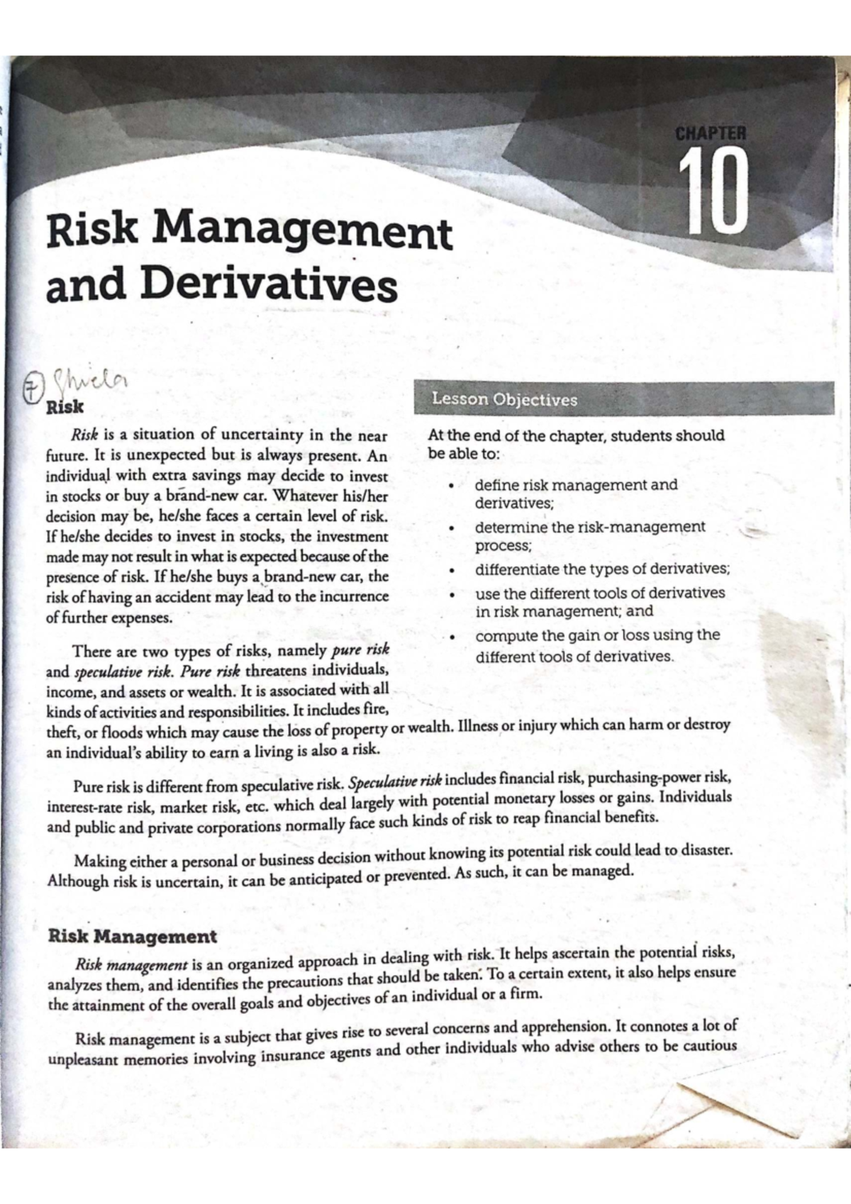 FINANCIAL MANAGEMENT I: CHAPTER 10 - Risk Management & Derivatives ...