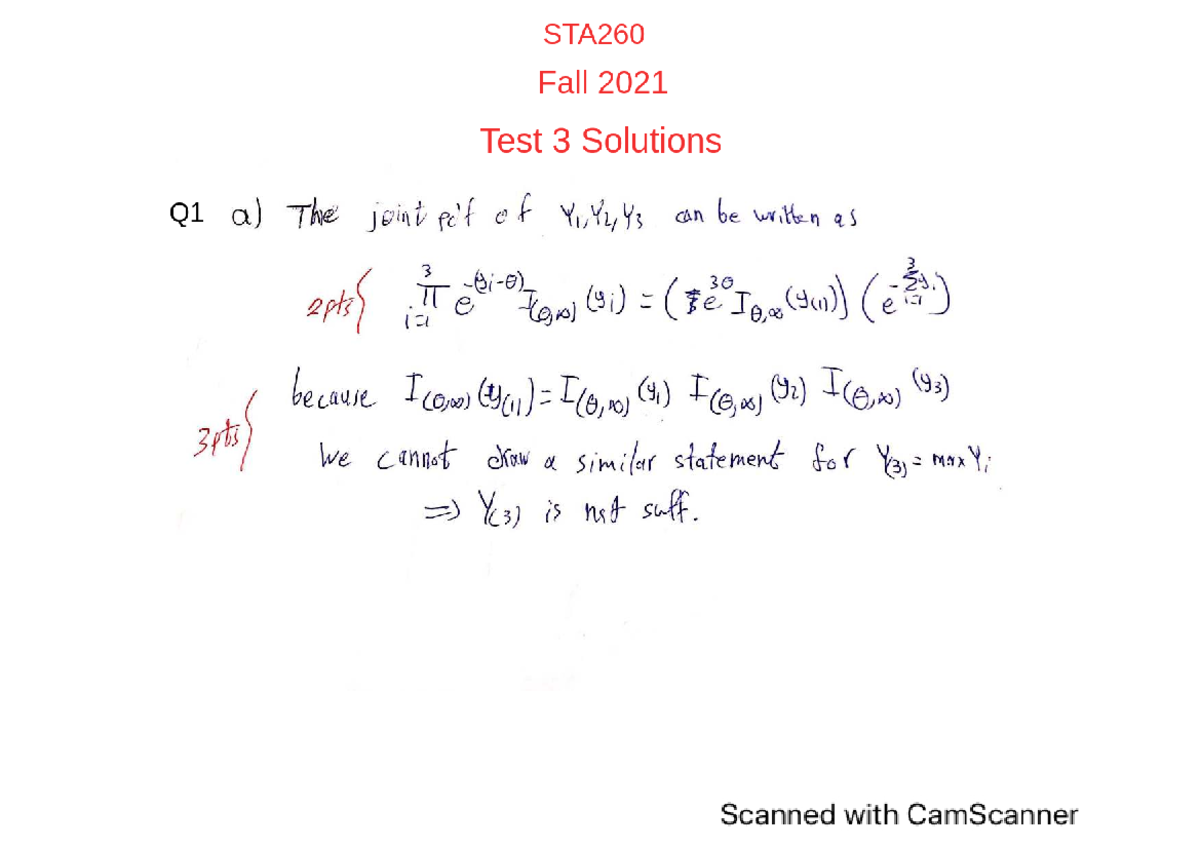 STA260 Fall 2021 Test 3 Solutions and Explanations - Studocu