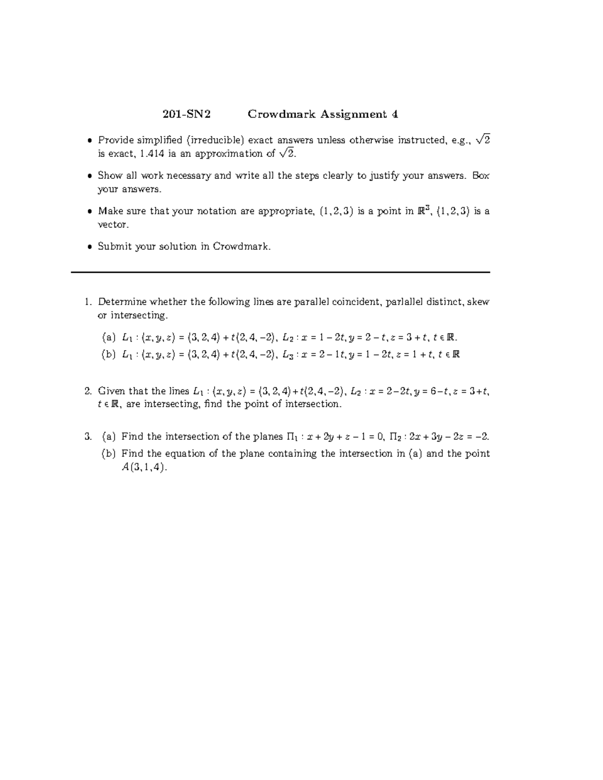 A24 SH4 Assignment 4 2 - 201-SN2 Crowdmark Assignment 4 Provide ...