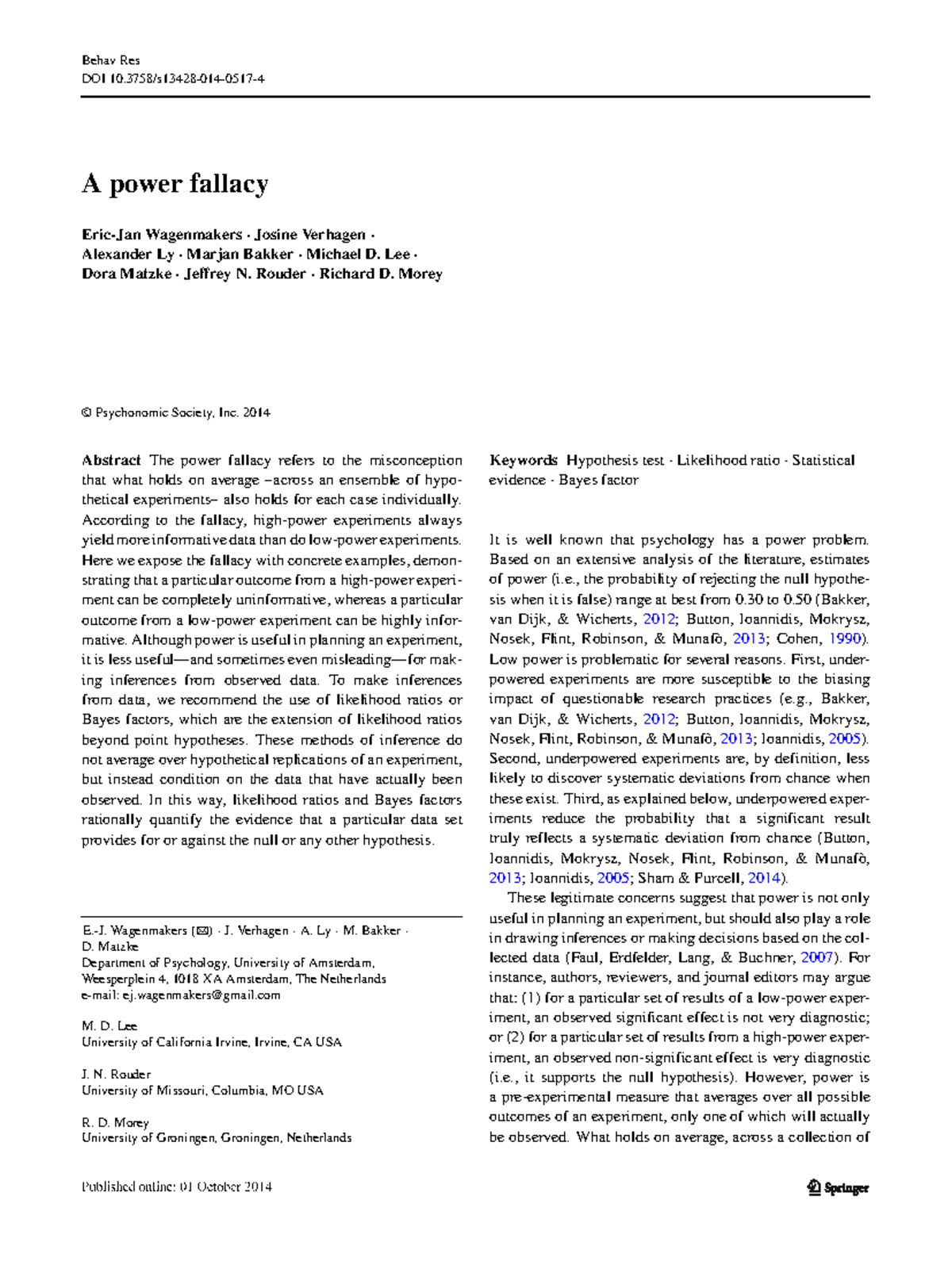 Power Fallacy in Psychological Research: Insights and Implications ...