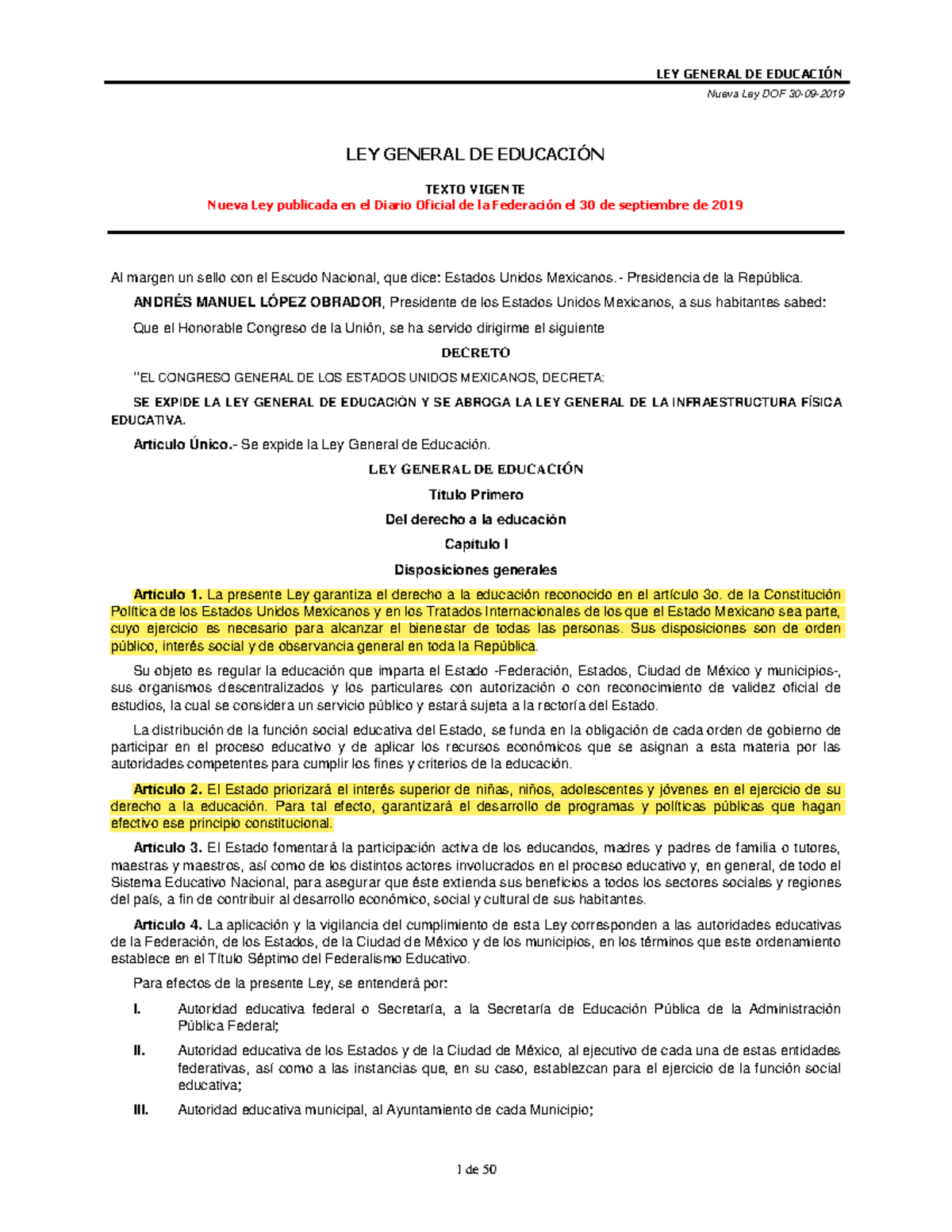 LEY GENERAL DE EDUCACIÓN 2023: Texto Vigente y Actualizaciones - Studocu