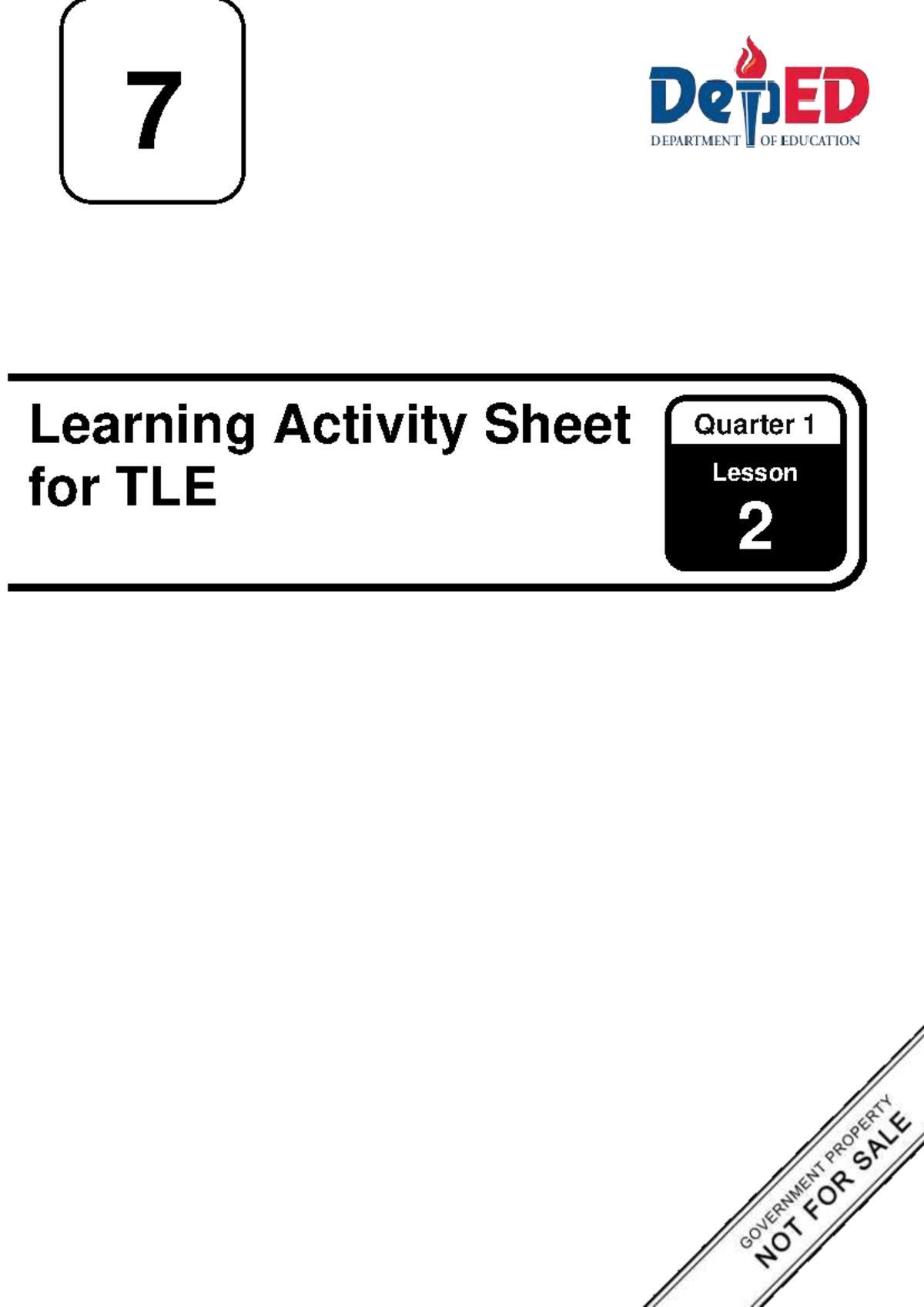 Q1 Learning Activity Sheet for TLE 7: Lesson 2 (Week 2) - Studocu