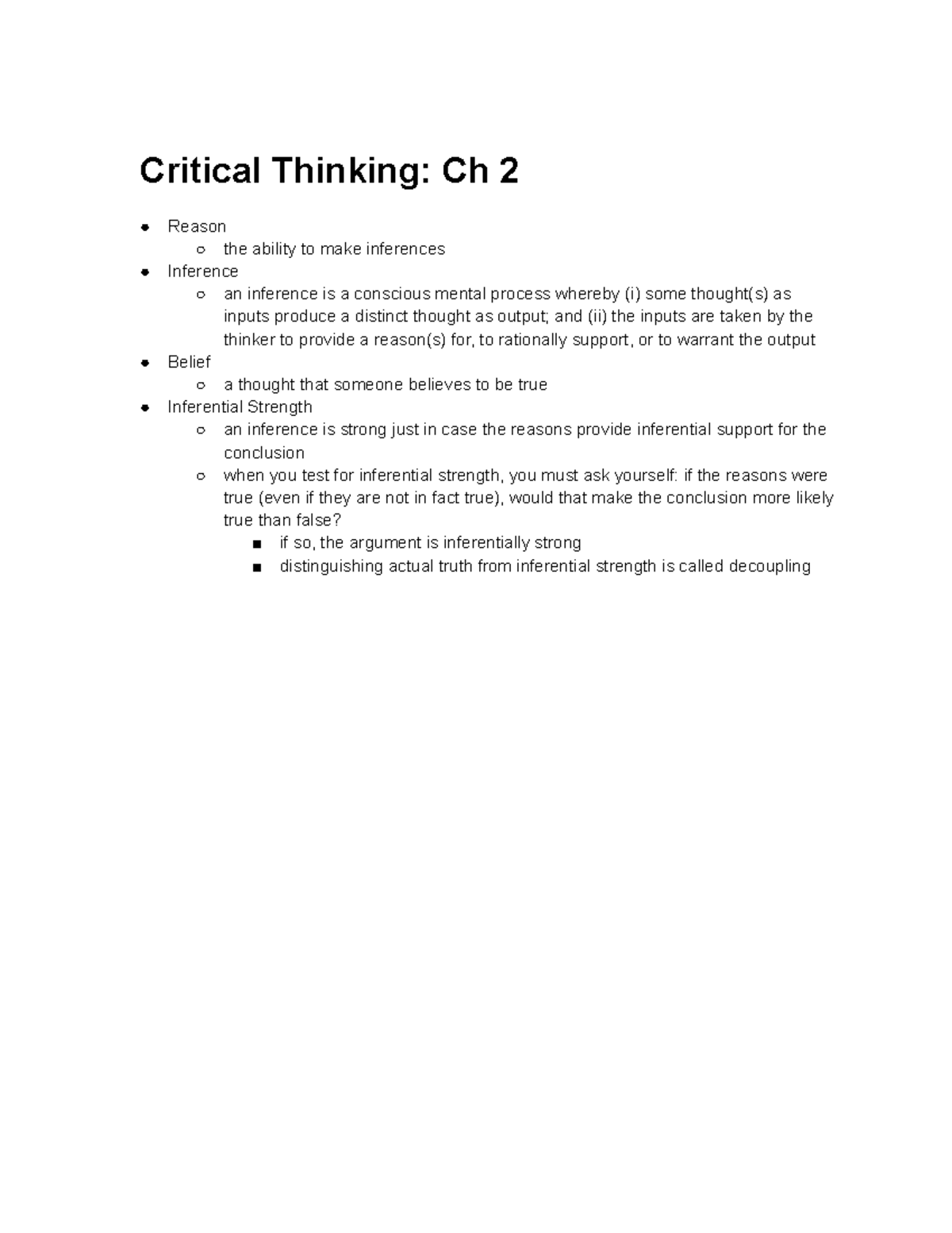 Critical Thinking ch 2 - slide notes - Critical Thinking: Ch 2 Reason ...
