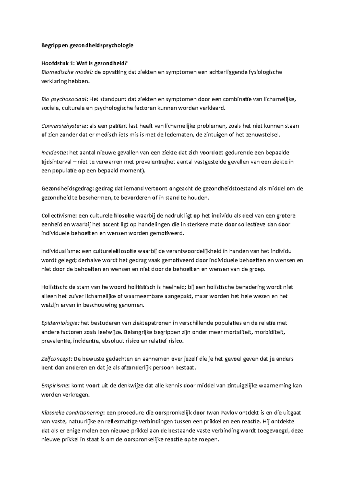 Gezondheidspsychologie Begrippen en Concepten (Morrison & Bennett) H1 ...