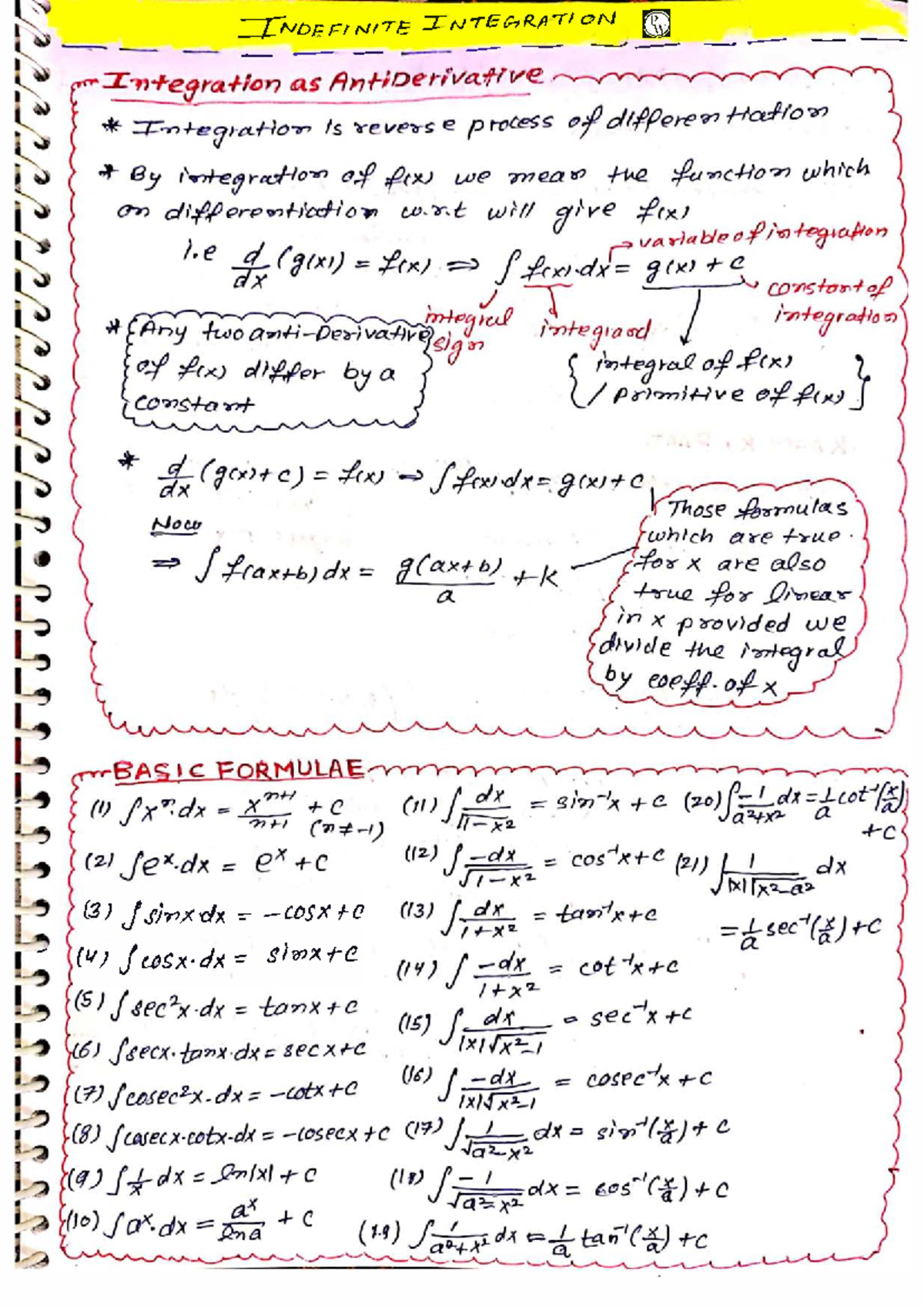 Indefinite Integration Notes for JEE 2025 - Studocu