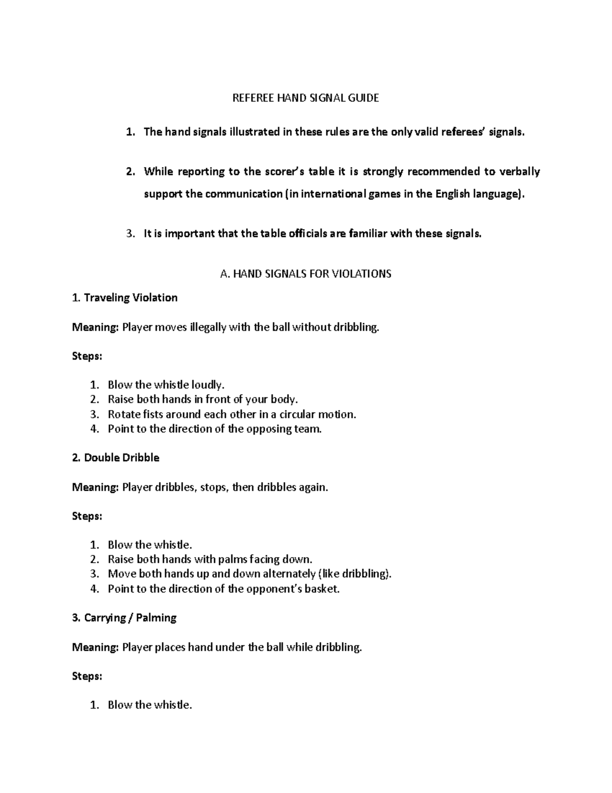 Referee Hand Signal Guide: Essential Signals for Officials - Studocu