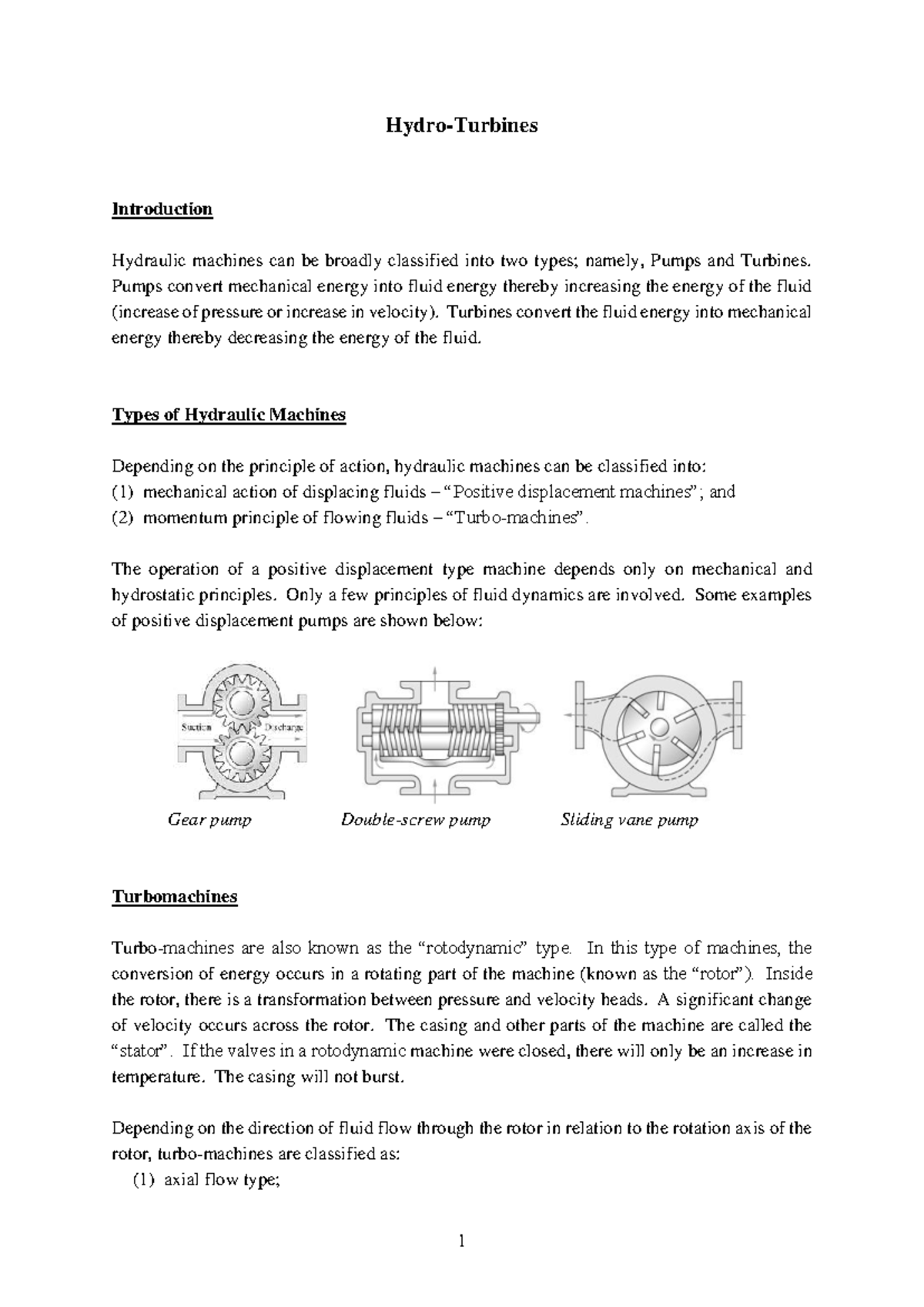 CIVL-1 Introduction to Hydro Turbines and Hydraulic Machines - Studocu