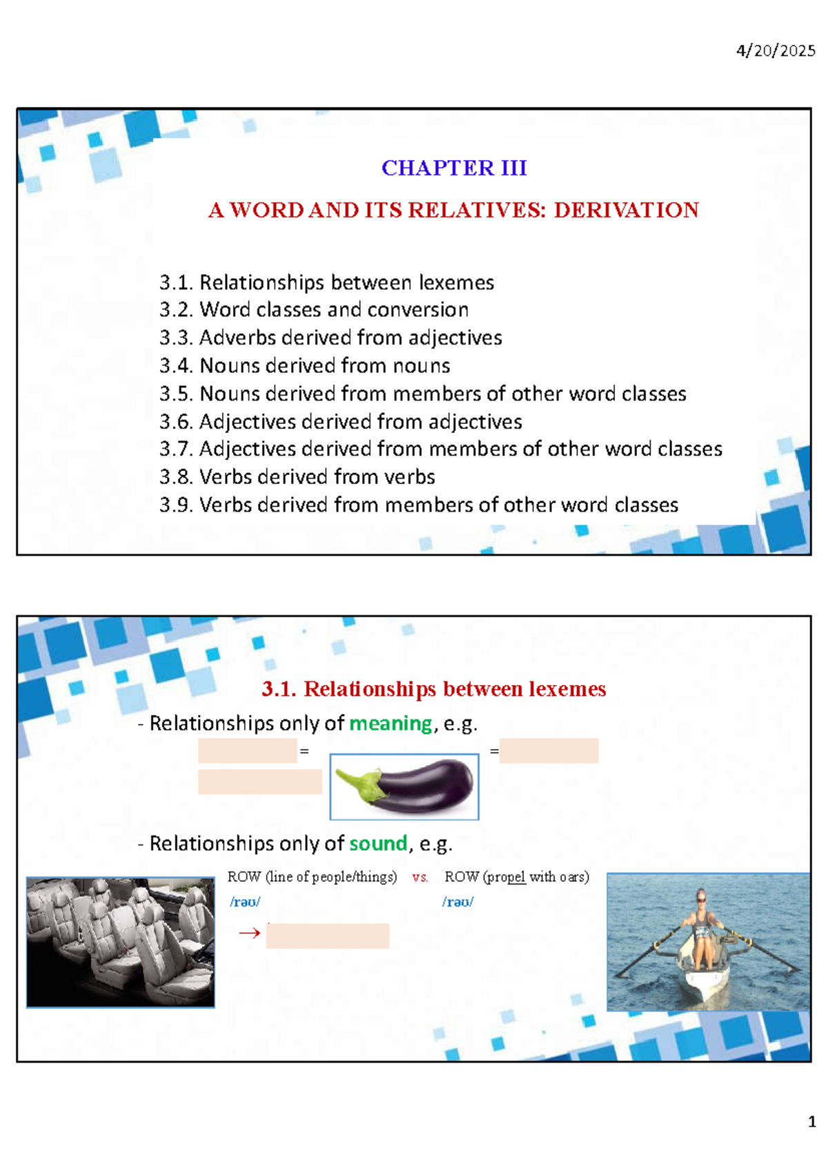 Morphology - CH 3: Word Derivation and Lexical Relationships - Studocu