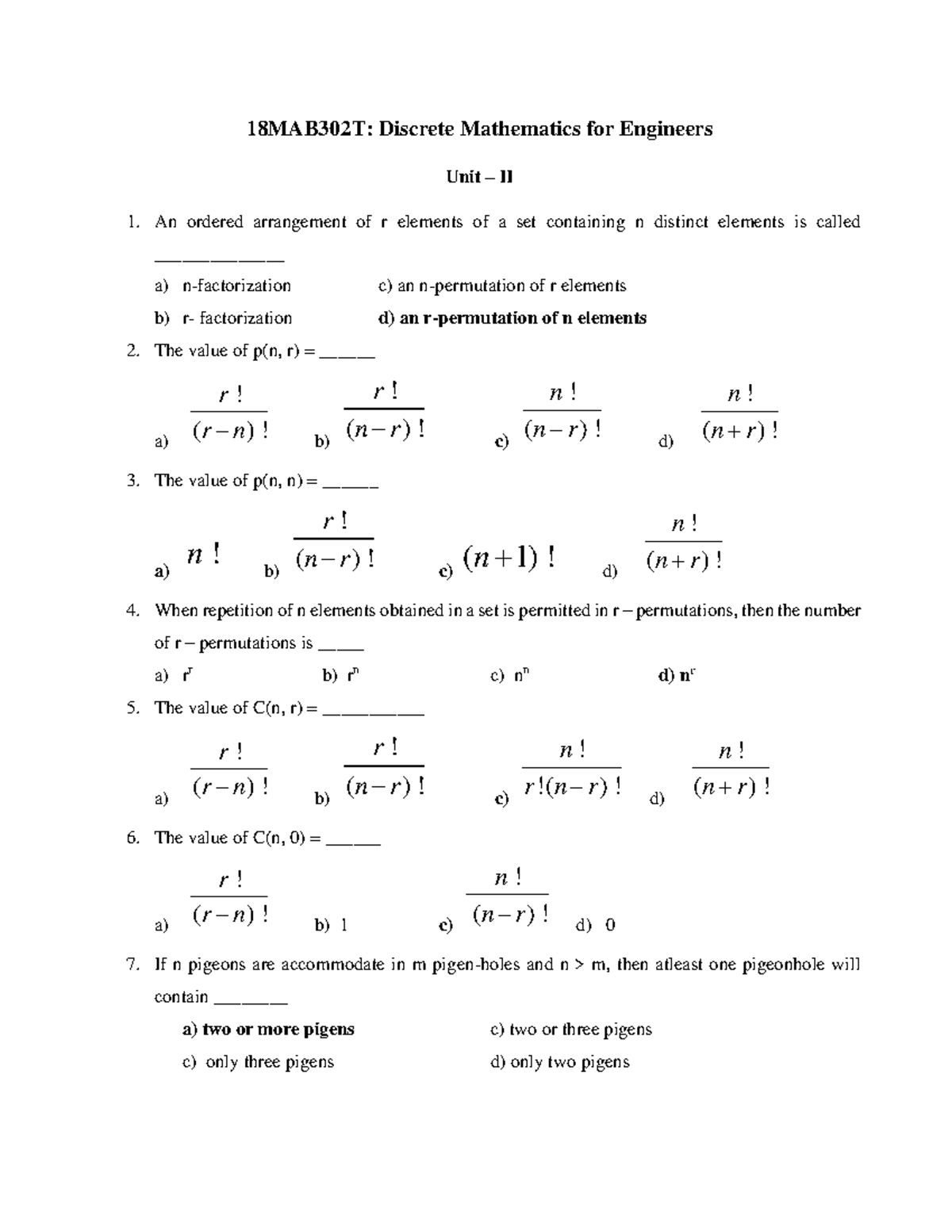 UNIT 02 - Notes - 18MAB302T: Discrete Mathematics for Engineers Unit ...