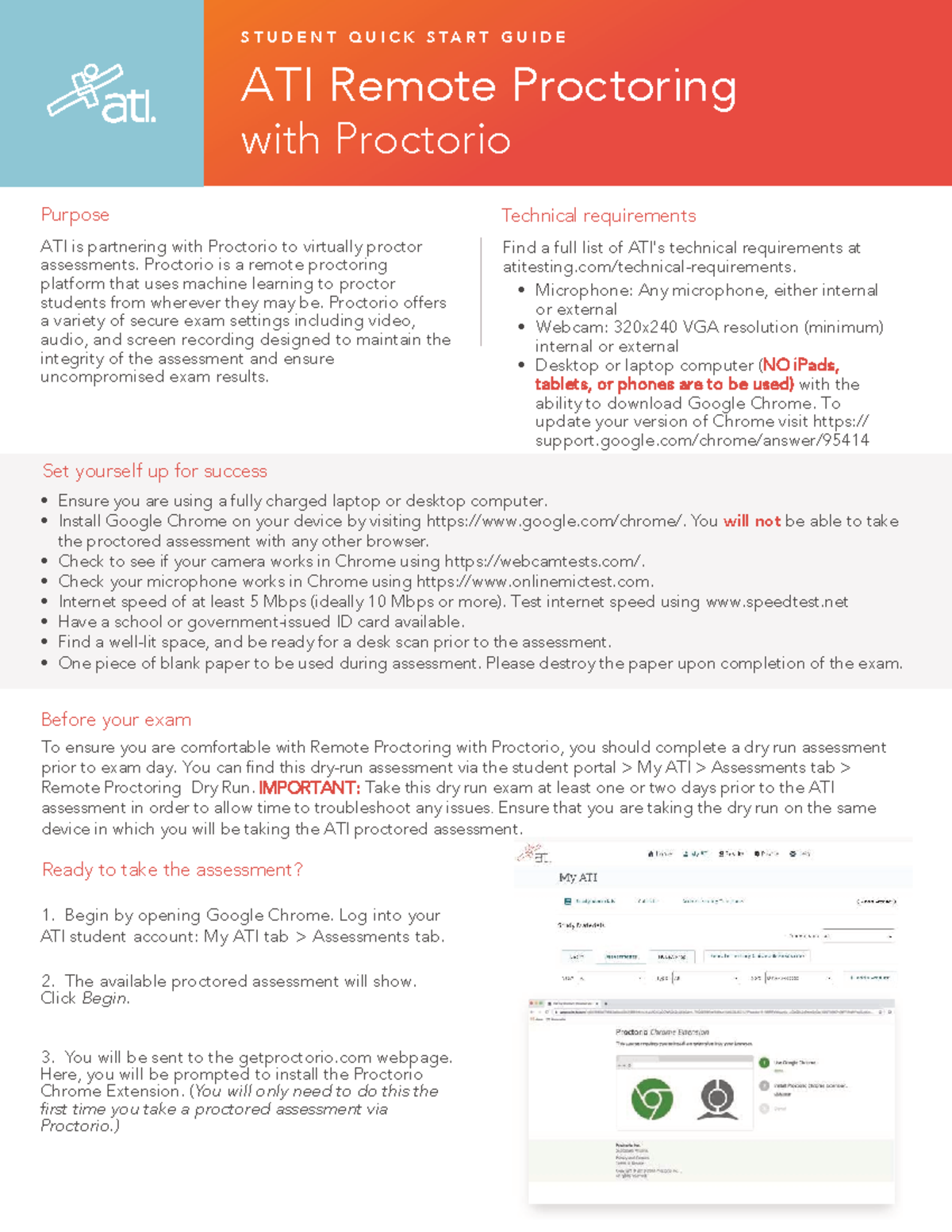 Student Quick Start Guide: ATI Remote Proctoring with Proctorio - Studocu