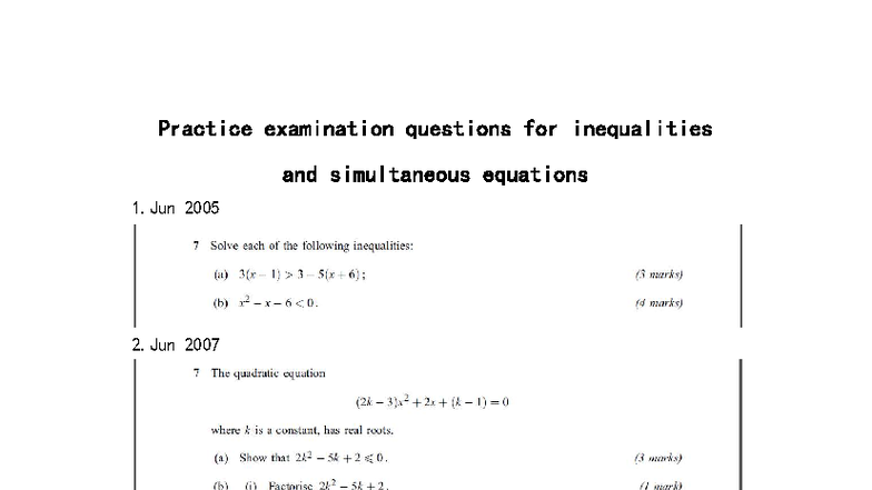 C1Ch7 Simultaneous Equations-Inequalities - Practice examination ...