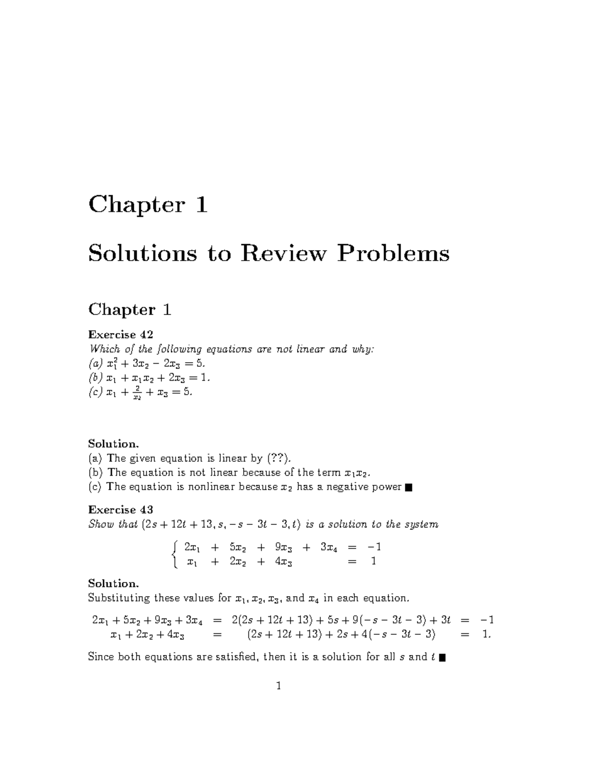 Chapter 1 Solutions to Review Problems - Math 101 - Studocu