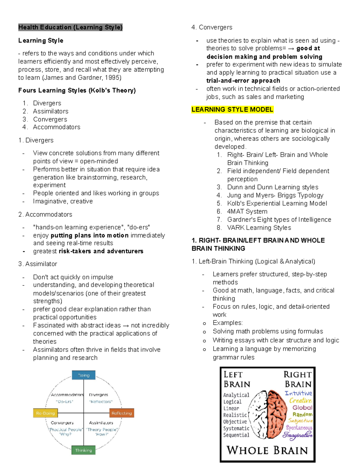 Health Education - Learning Styles - Health Education (Learning Style ...