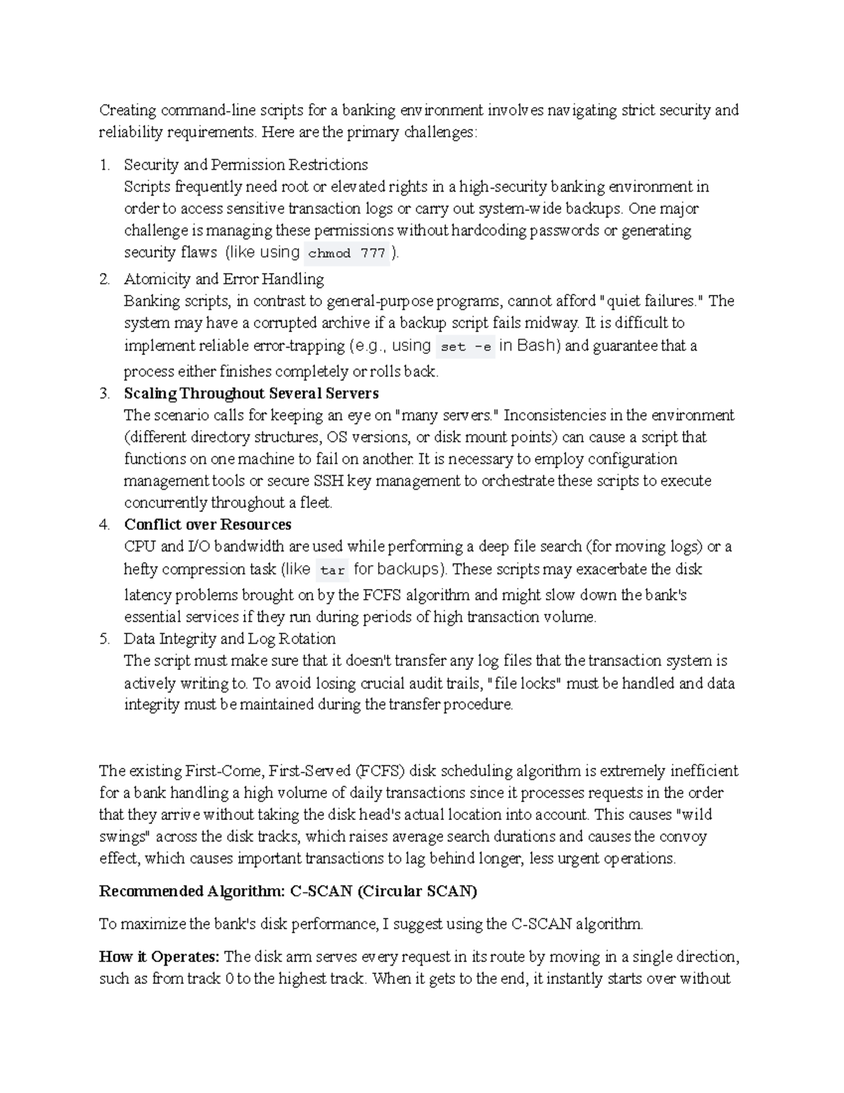 OS Assignment: Challenges & Solutions for Banking Scripts - Studocu