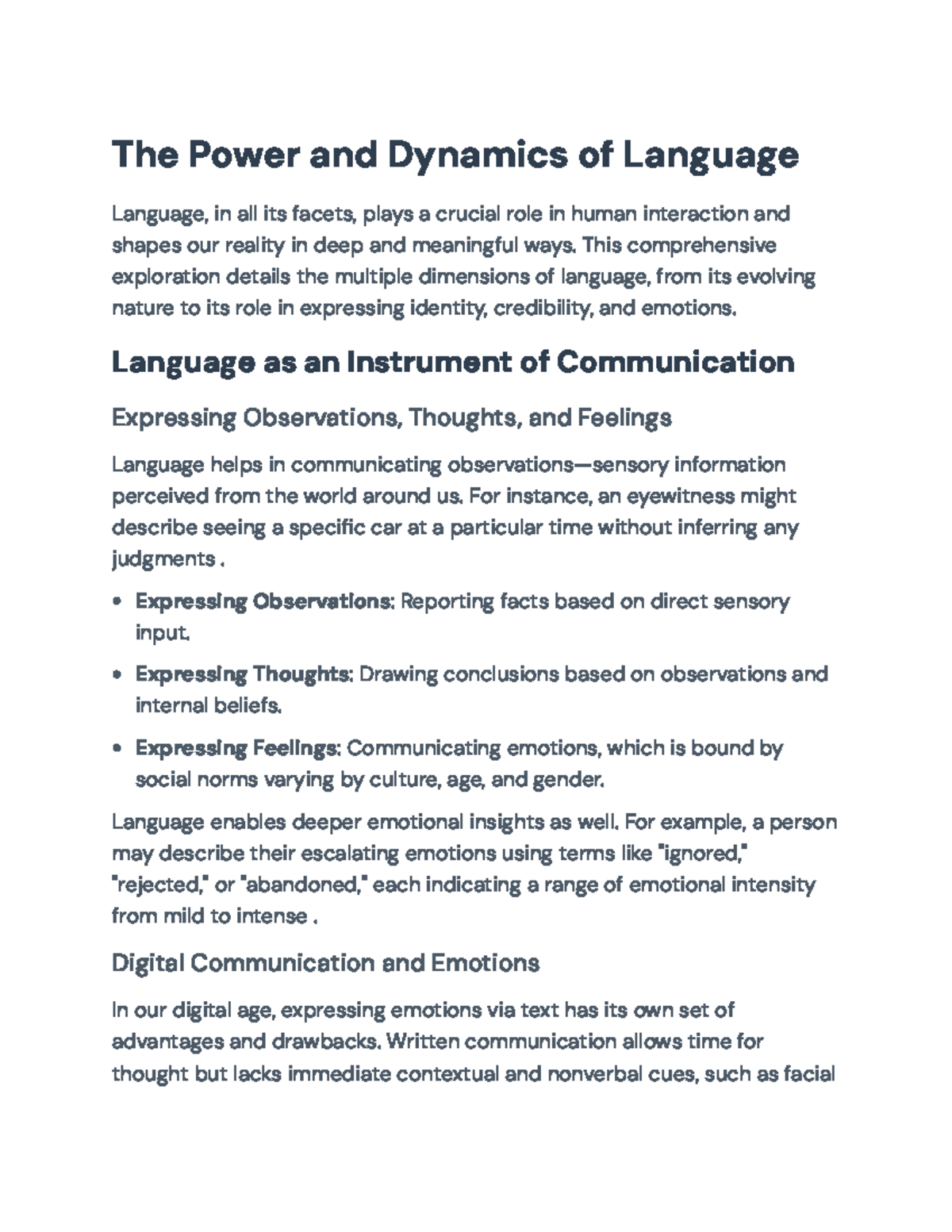 The Power and Dynamics of Language: An In-Depth Exploration - The Power ...