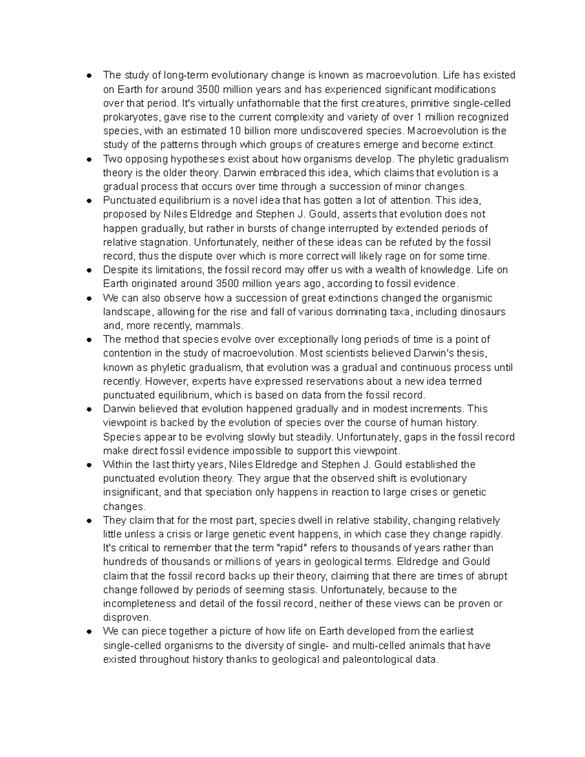 Macroevolution Study Notes: Patterns, Theories, and Extinctions - Studocu