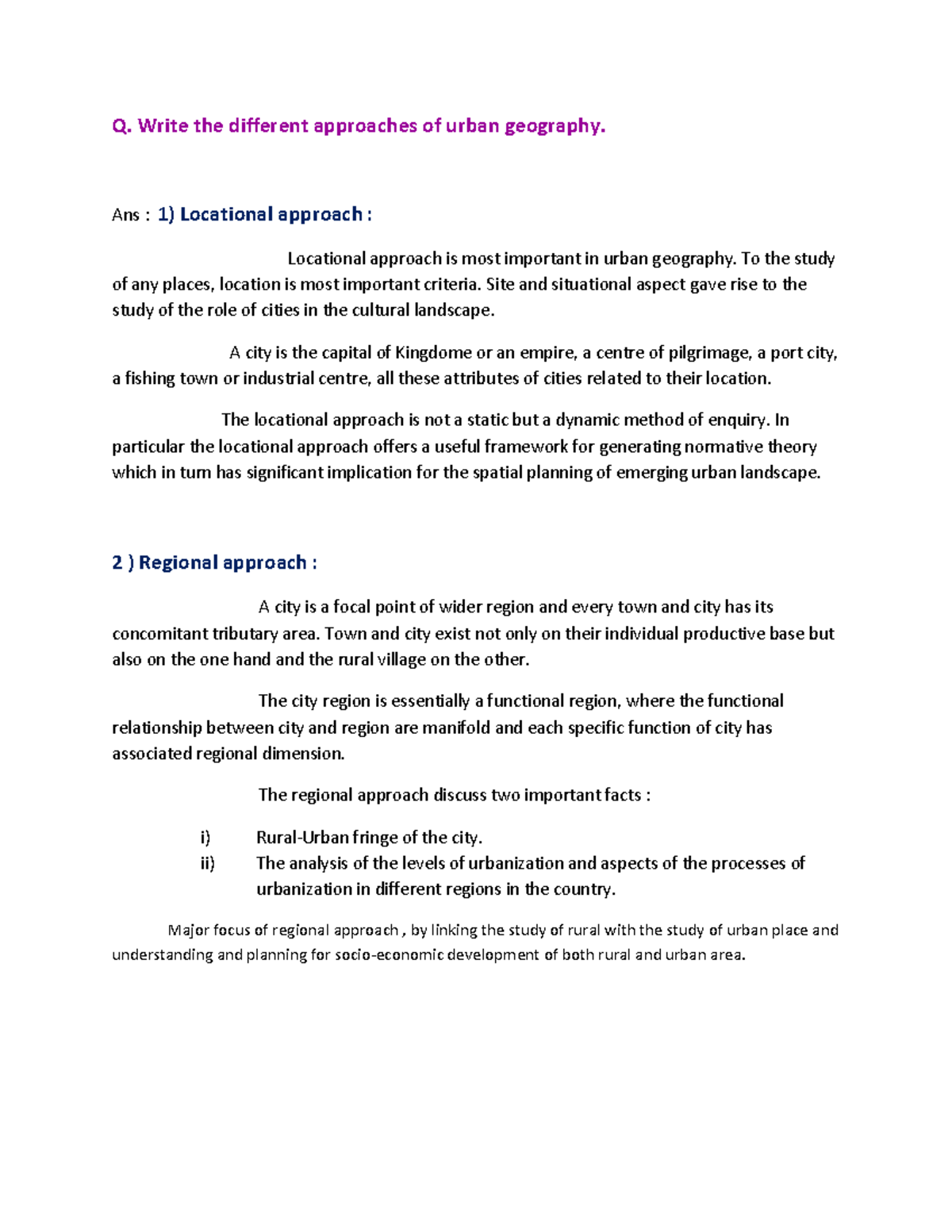 Urban Geography Approaches: Analysis of Locational, Regional & Spatio ...