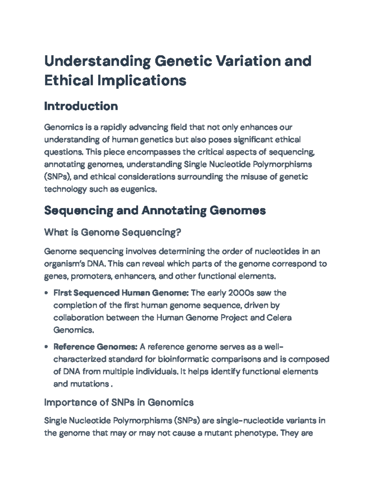Genomics and Ethics: Exploring Genetic Variation and Its Implications ...
