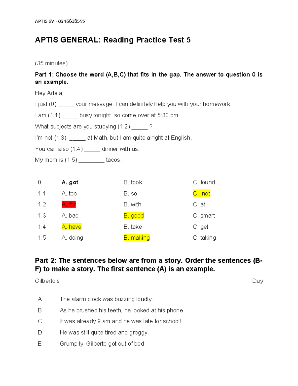 Đề Reading Mẫu 1 - Aptis SV: Practice Test & Instructions - Studocu