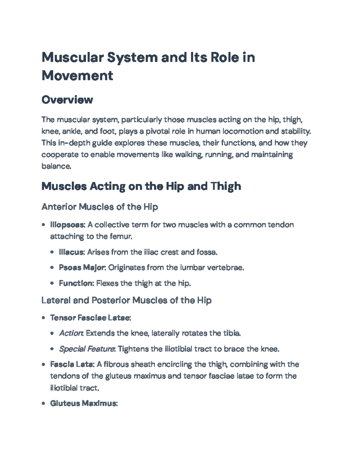 Muscular System in Movement: A Comprehensive Guide for ANAT 101 - Studocu