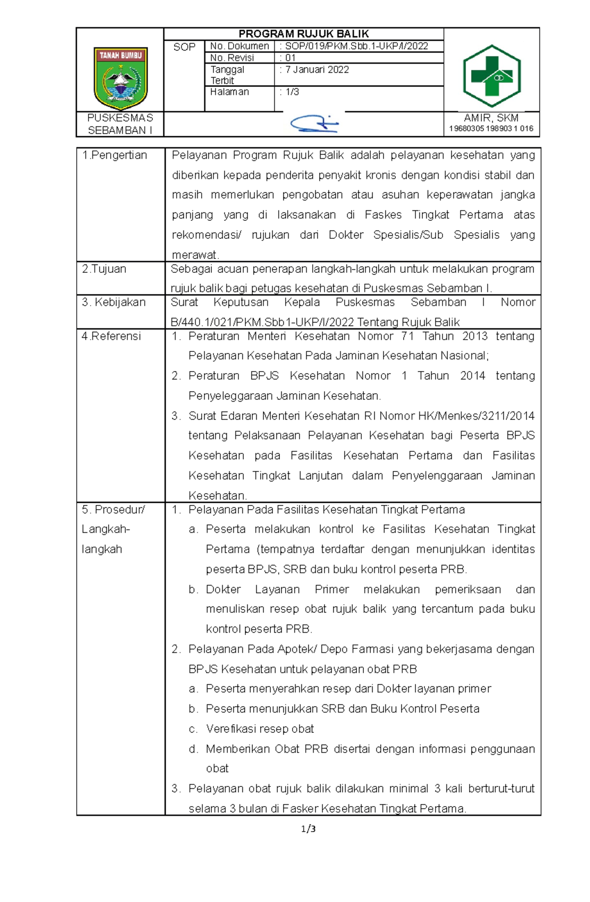 3.7.2.a.2 SOP Program Rujuk Balik - PROGRAM RUJUK BALIK SOP No. Dokumen ...