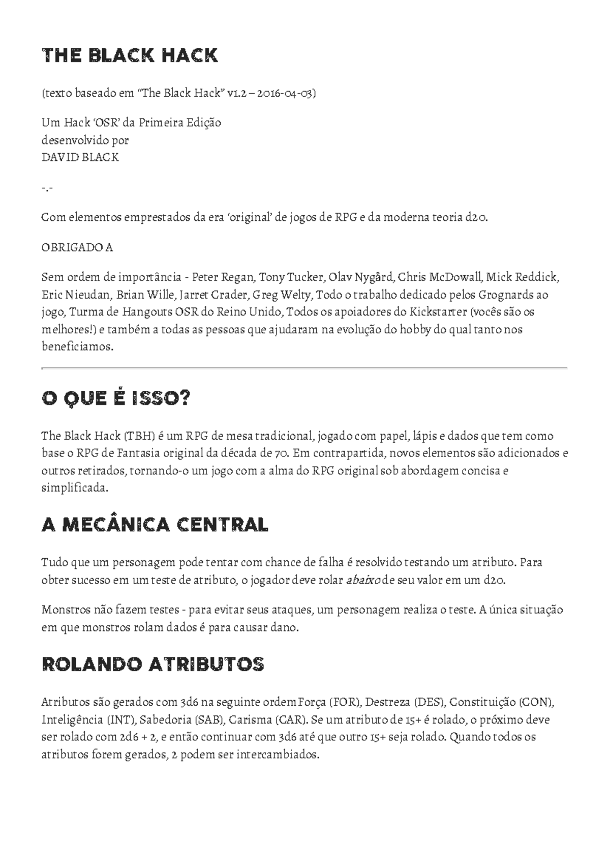 The Black Hack Resumido: Guia de RPG e Mecânicas d20 - Studocu