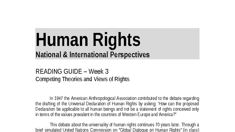 RG 3 - Reading Guide: Competing Theories of Human Rights Perspectives ...