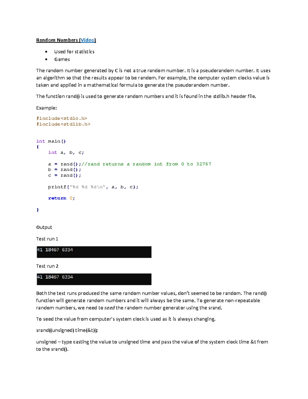 Introduction to CS36 - Introduction to C Overview of C programming ...