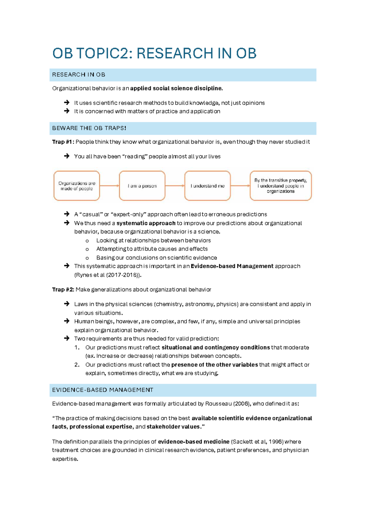 OB Topic 2: Research Methodologies in Organizational Behavior - Studocu