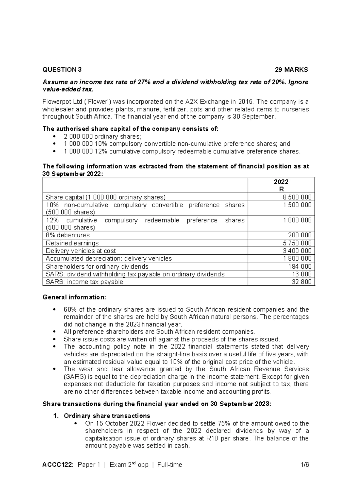 ACCC 112 2022 Class Test 2 Instructions and Questions Breakdown - Studocu