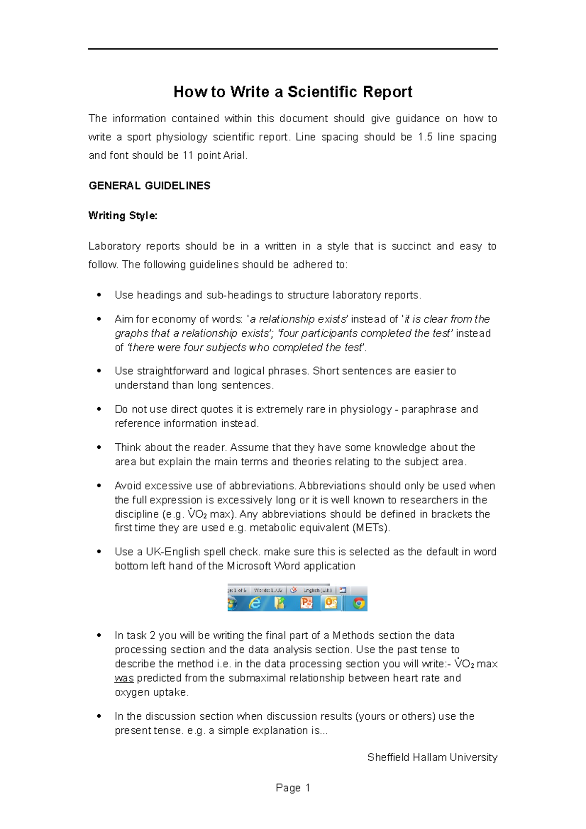 Guidelines for Writing a Sport Physiology Lab Report - Studocu