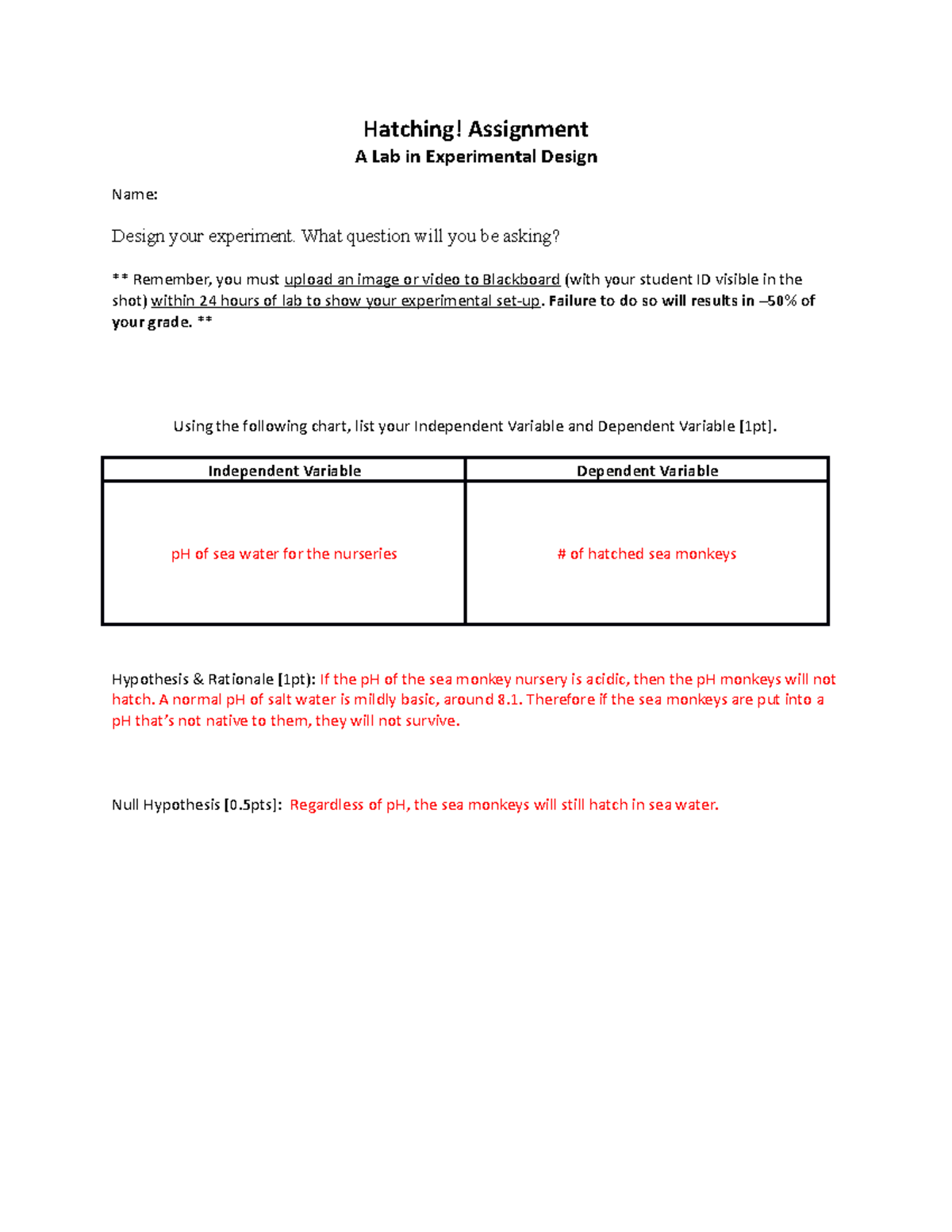 Sea Monkeys Experimental Design Lab Report - BIOL 102 - Studocu