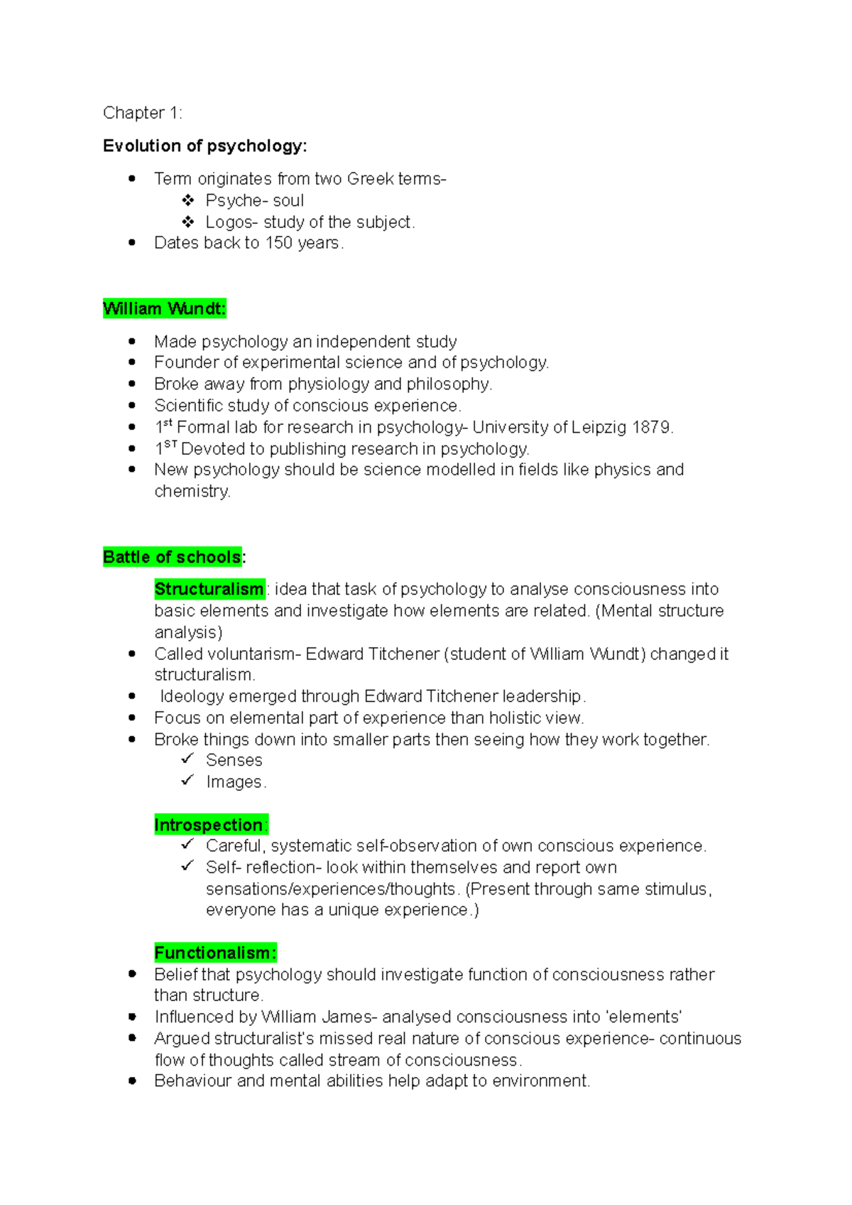 Chapter 1: Evolution of Psychology - SLK 110 Notes - Studocu