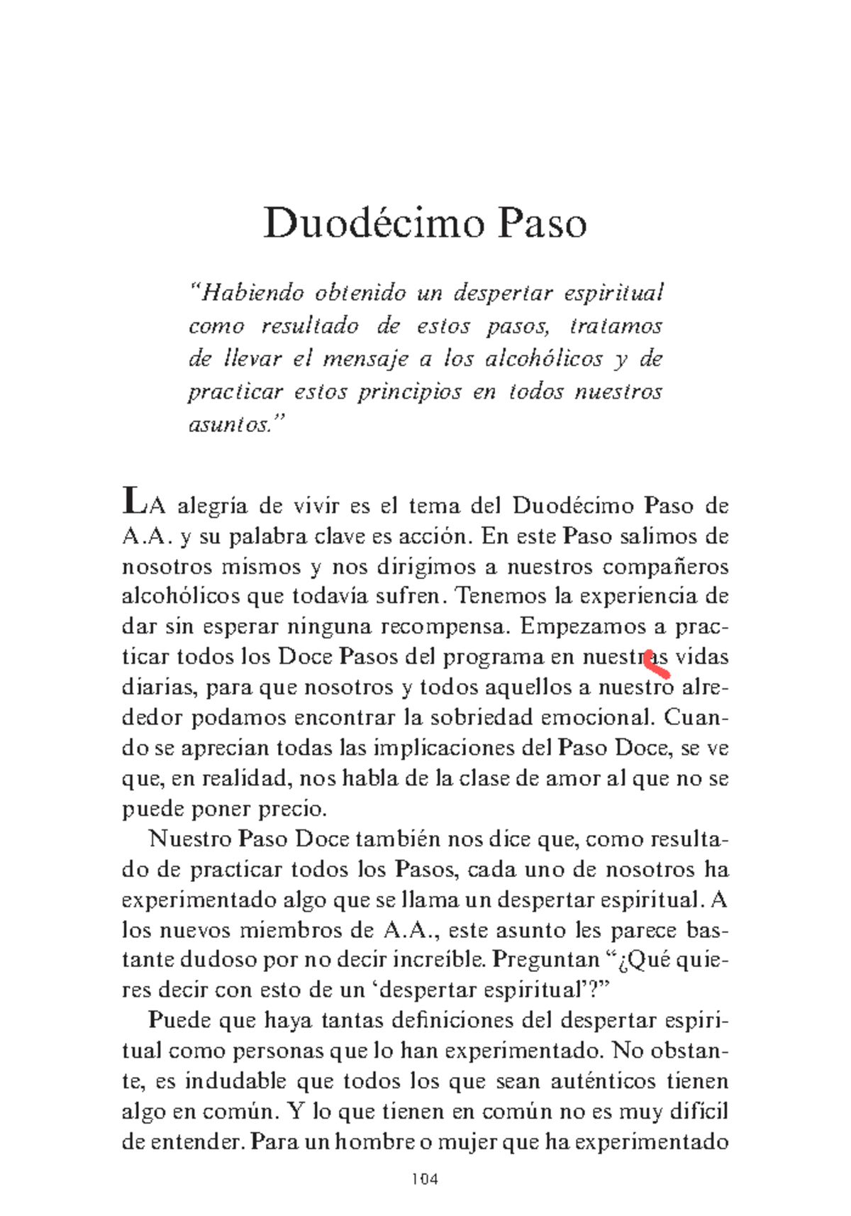 Guía de Estudio: El Duodécimo Paso de A.A. y el Despertar Espiritual ...