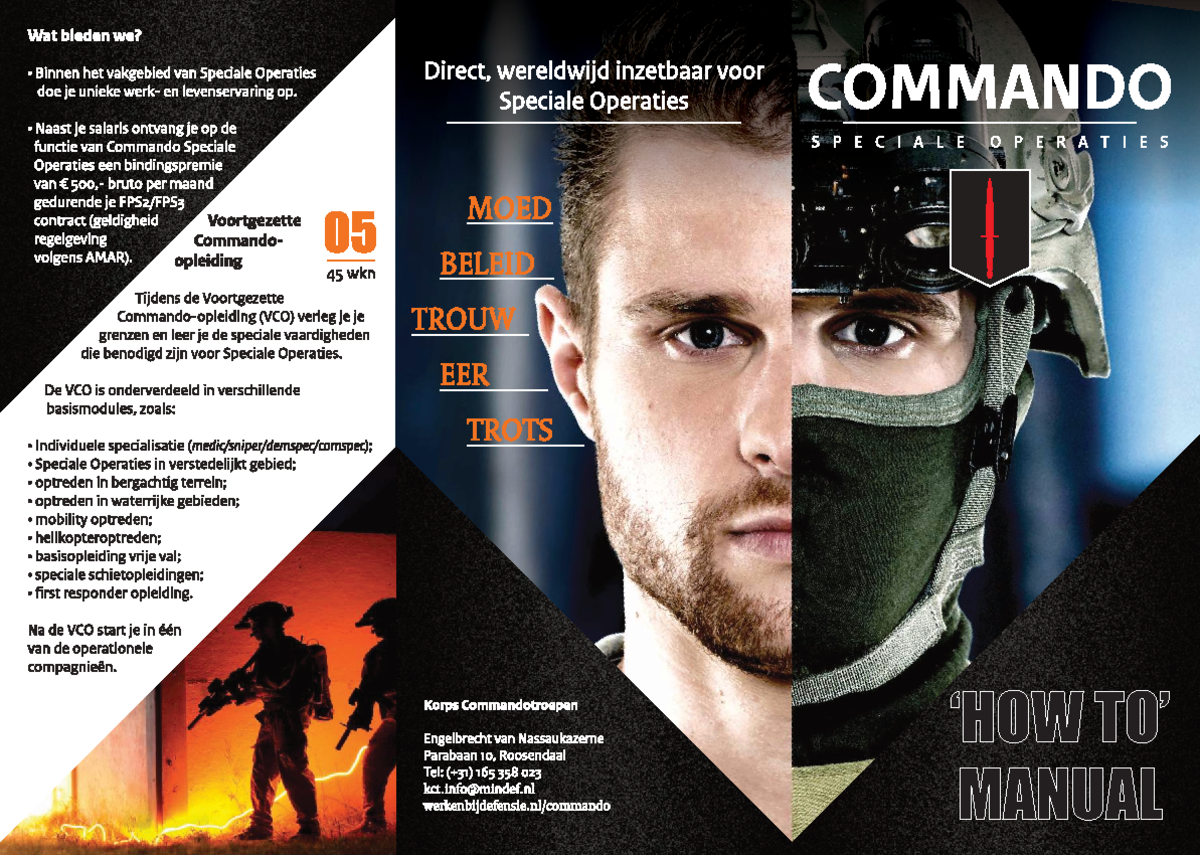 Folder KCT: Speciale Operaties en Opleidingen voor Commando's - Studeersnel