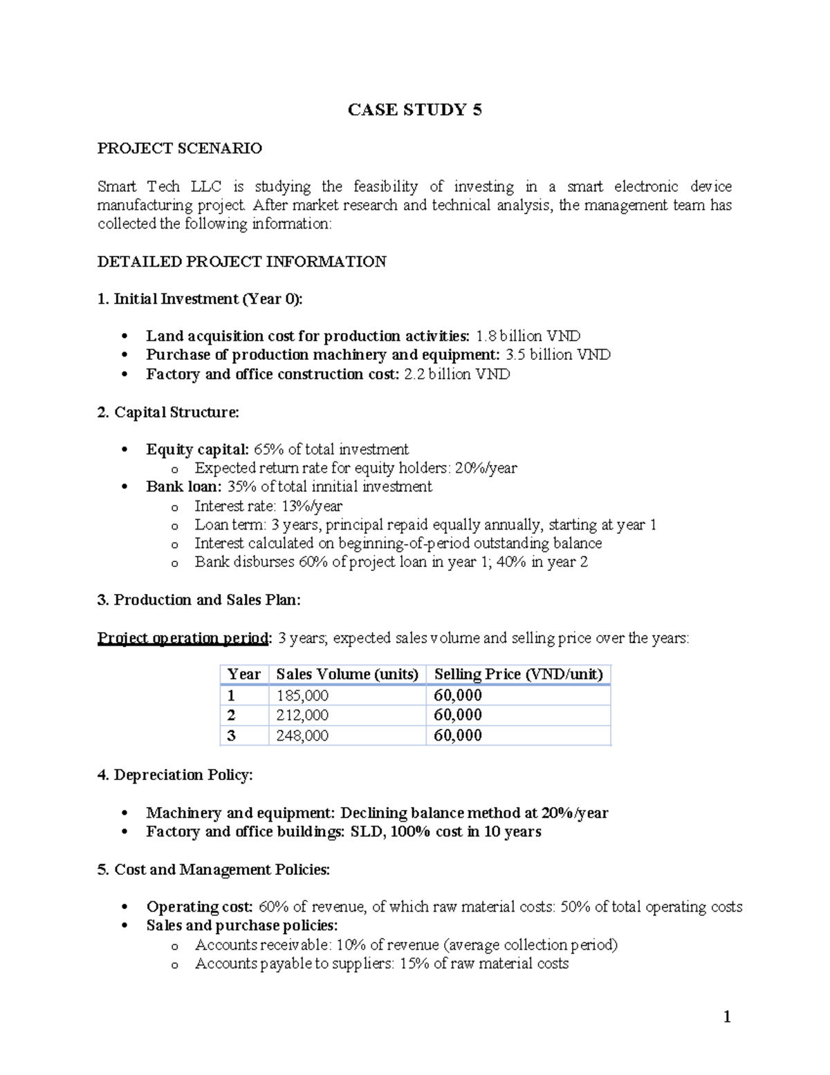CASE STUDY 5: Feasibility Analysis for Smart Tech LLC Project - Studocu