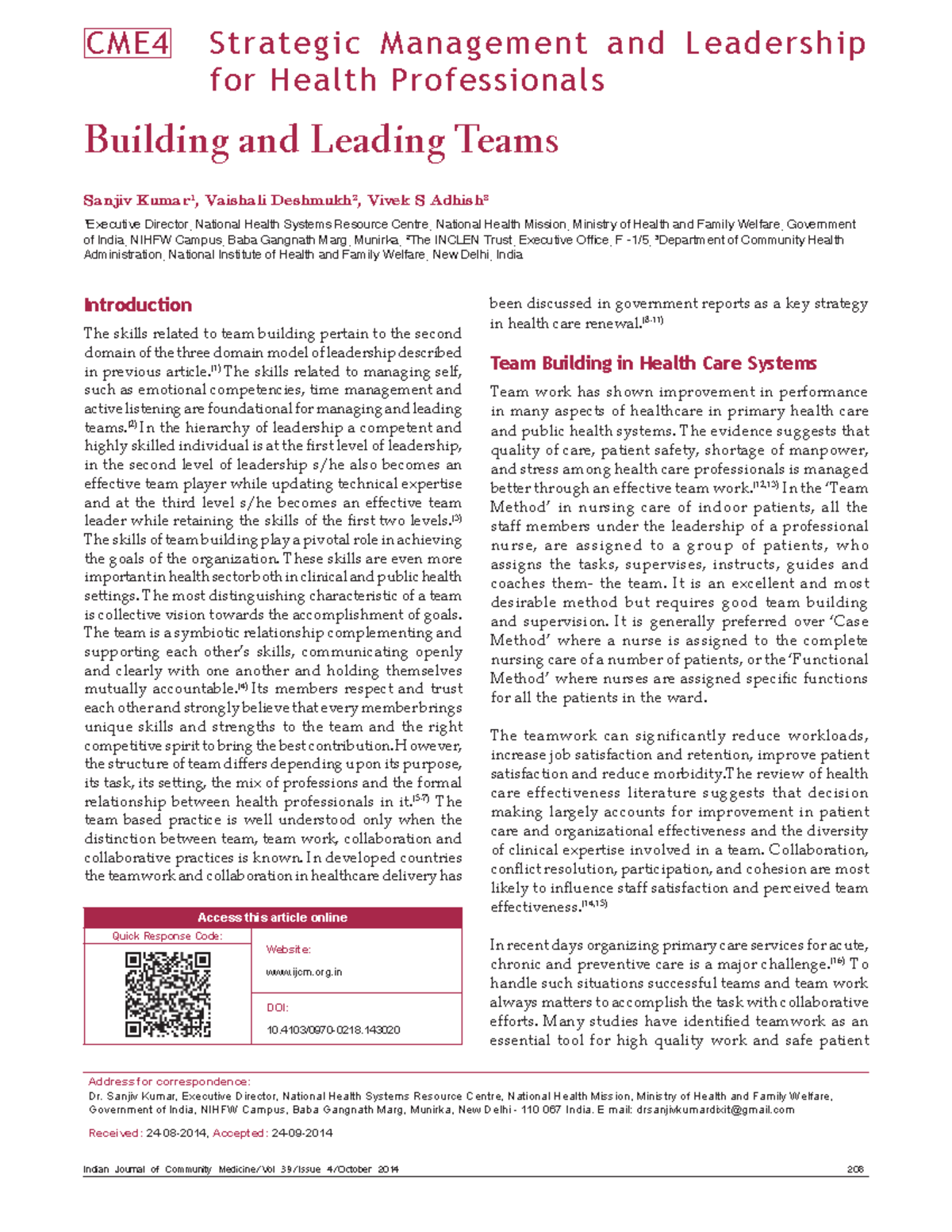CME4 Building and Leading Teams in Health Care: Strategies for Success ...