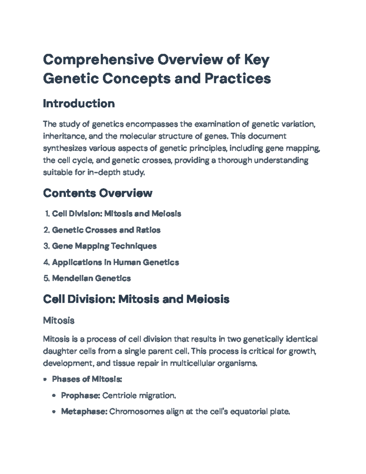Genetics Overview: Key Concepts, Inheritance, and Mapping Techniques ...