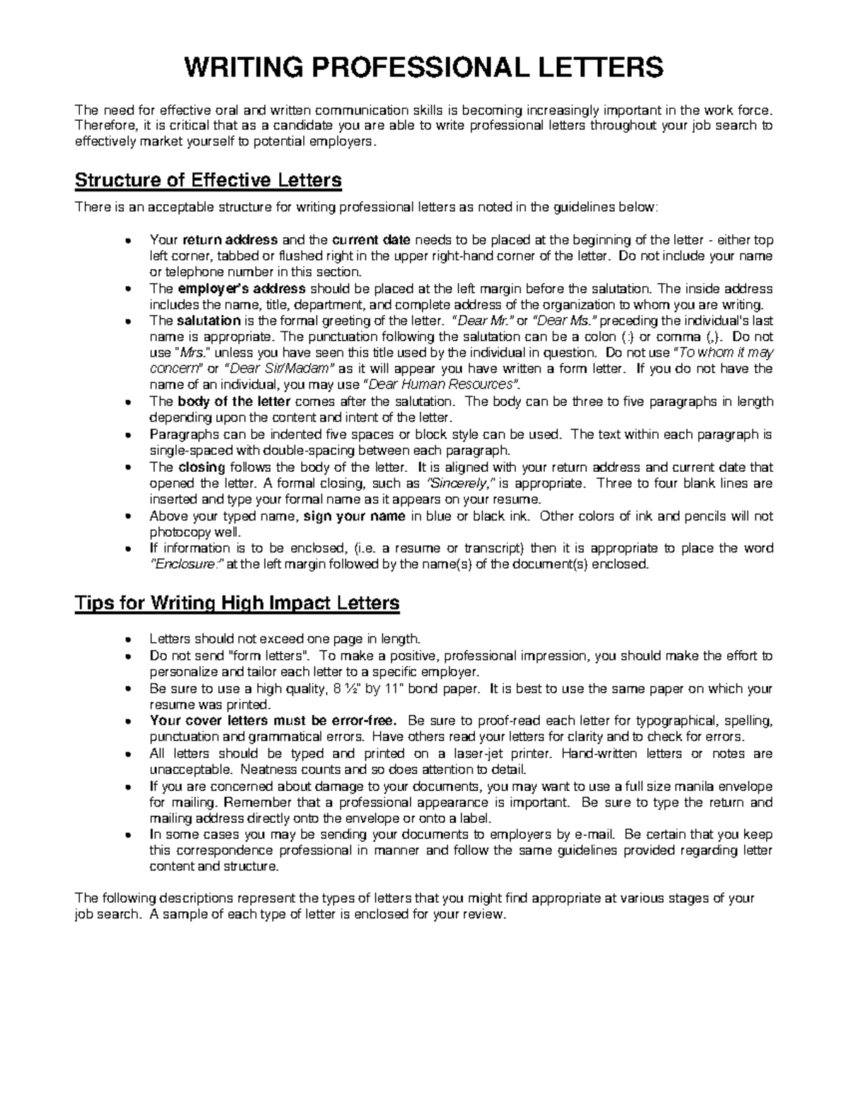 Effective Letter Writing Guide: Structure & Tips for Job Seekers - Studocu
